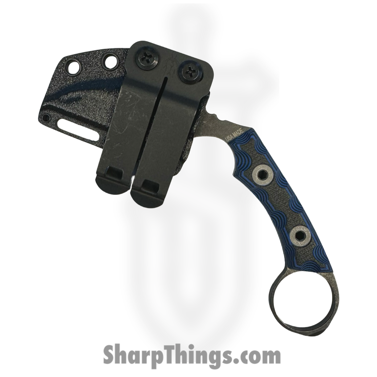 T.Kell Knives - FLNRnMdnght - FLN Integral Ring Black Recon - Fixed Blade Knife - 80crv2 Coated Hawkbill - G10 - Midnight - Image 4
