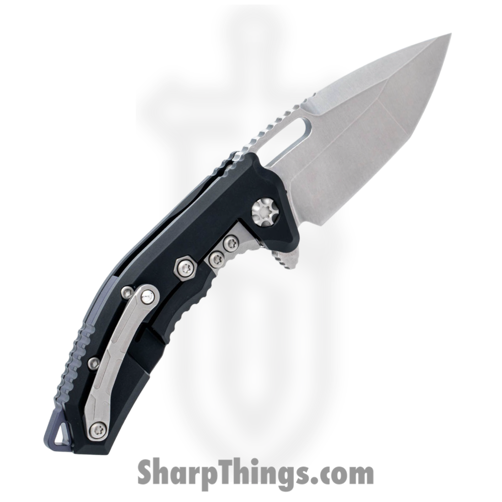 Heretic Knives - H009-2A - Medusa - Folding Knife - MagnaCut Stonewash Tanto - Aluminum with Grip Inlay - Black - Image 2