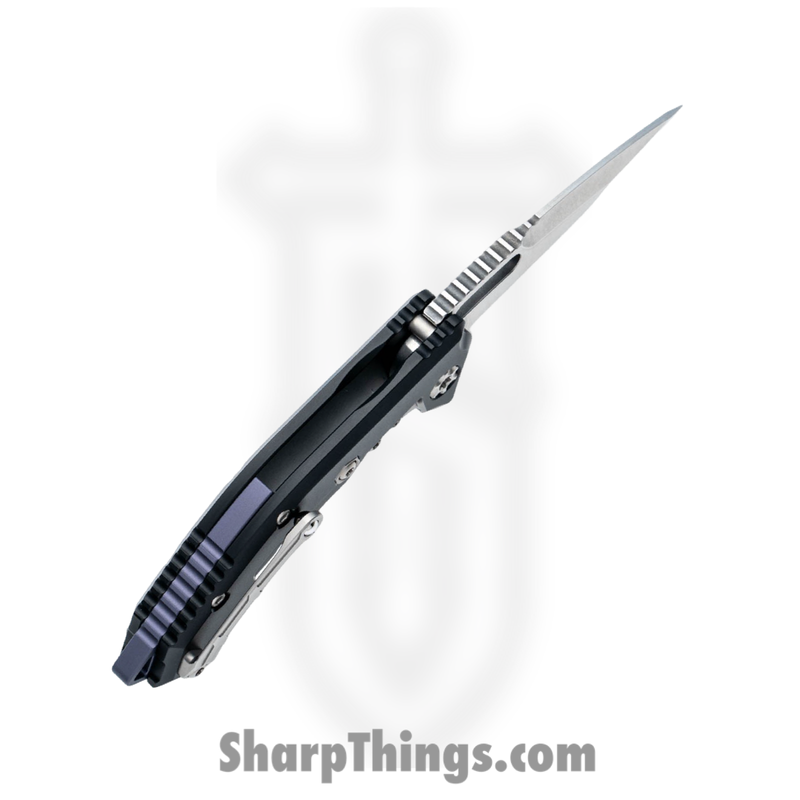 Heretic Knives - H009-2A - Medusa - Folding Knife - MagnaCut Stonewash Tanto - Aluminum with Grip Inlay - Black - Image 3
