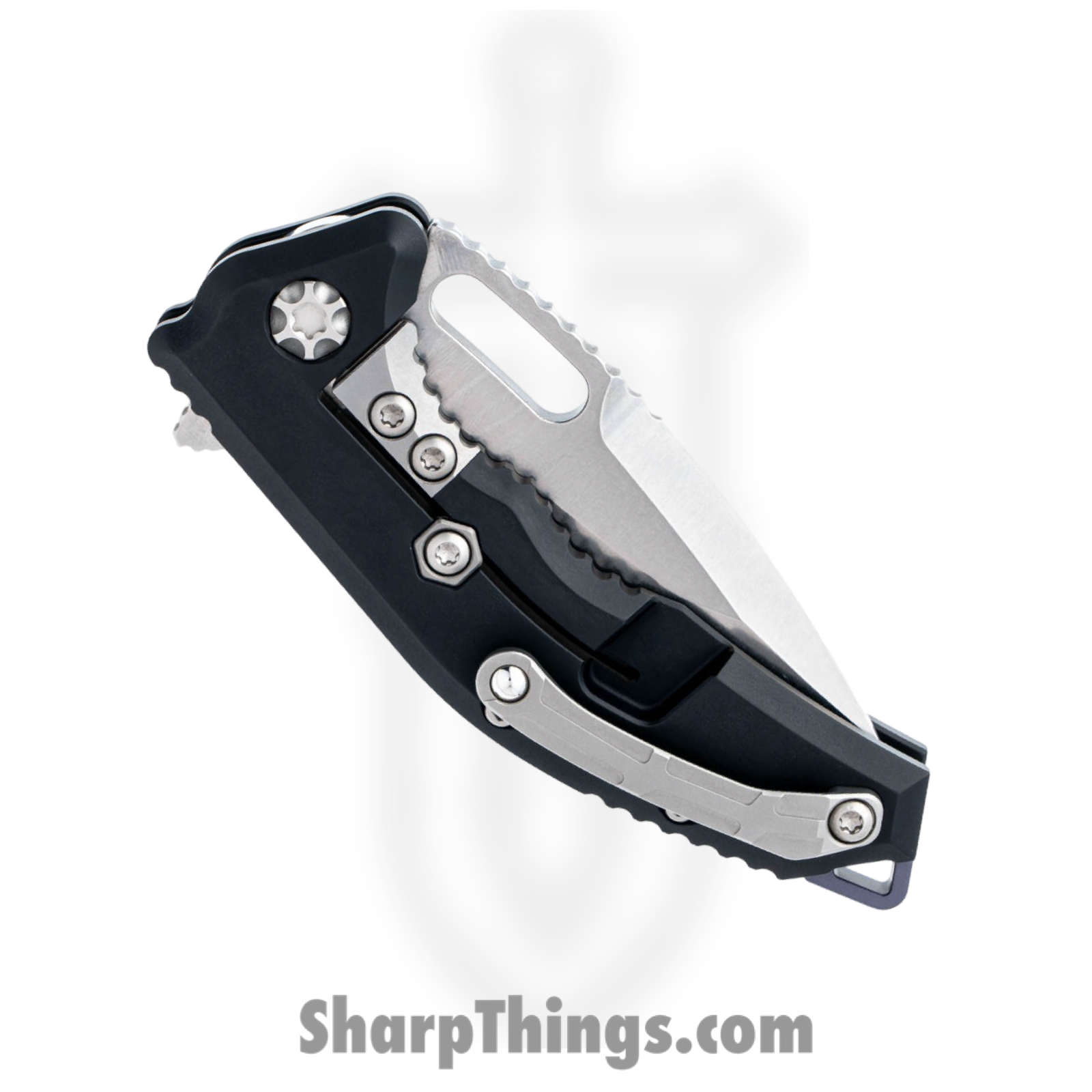 Heretic Knives - H009-2A - Medusa - Folding Knife - MagnaCut Stonewash Tanto - Aluminum with Grip Inlay - Black - Image 5