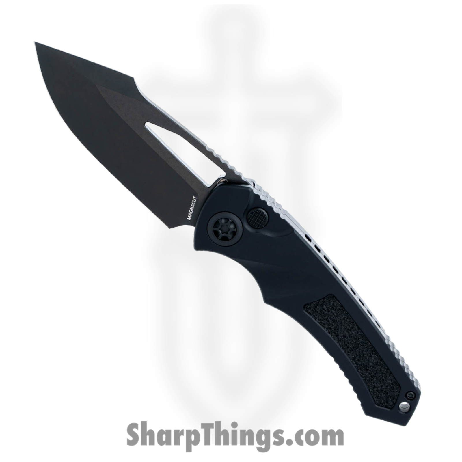 Heretic Knives - H046-6A-T - Pariah - Folding Knife - MagnaCut DLC Drop Point - Aluminum with Grip Inlay - Black