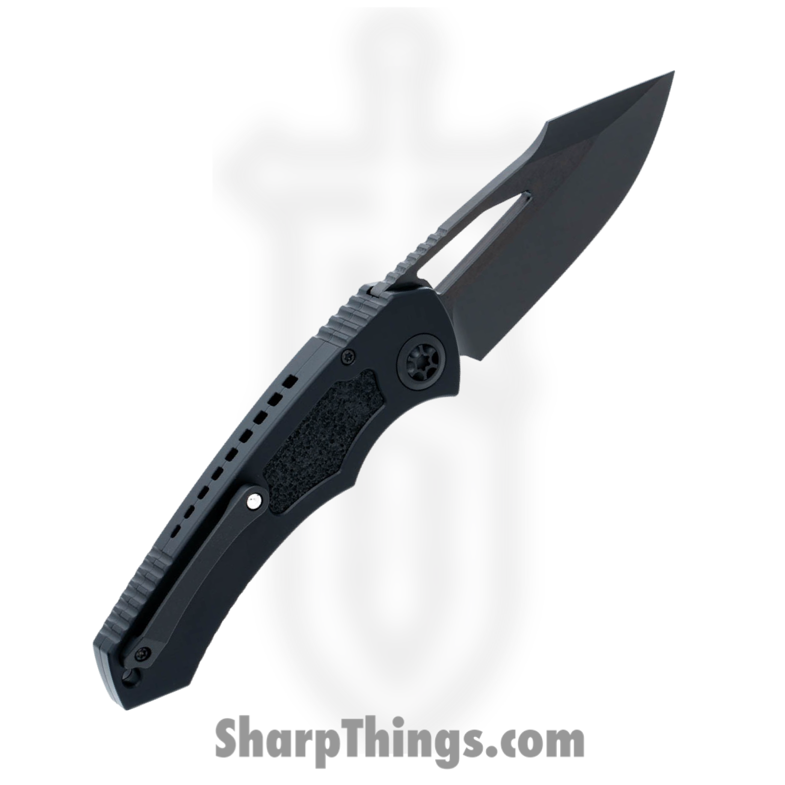 Heretic Knives - H046-6A-T - Pariah - Folding Knife - MagnaCut DLC Drop Point - Aluminum with Grip Inlay - Black - Image 2