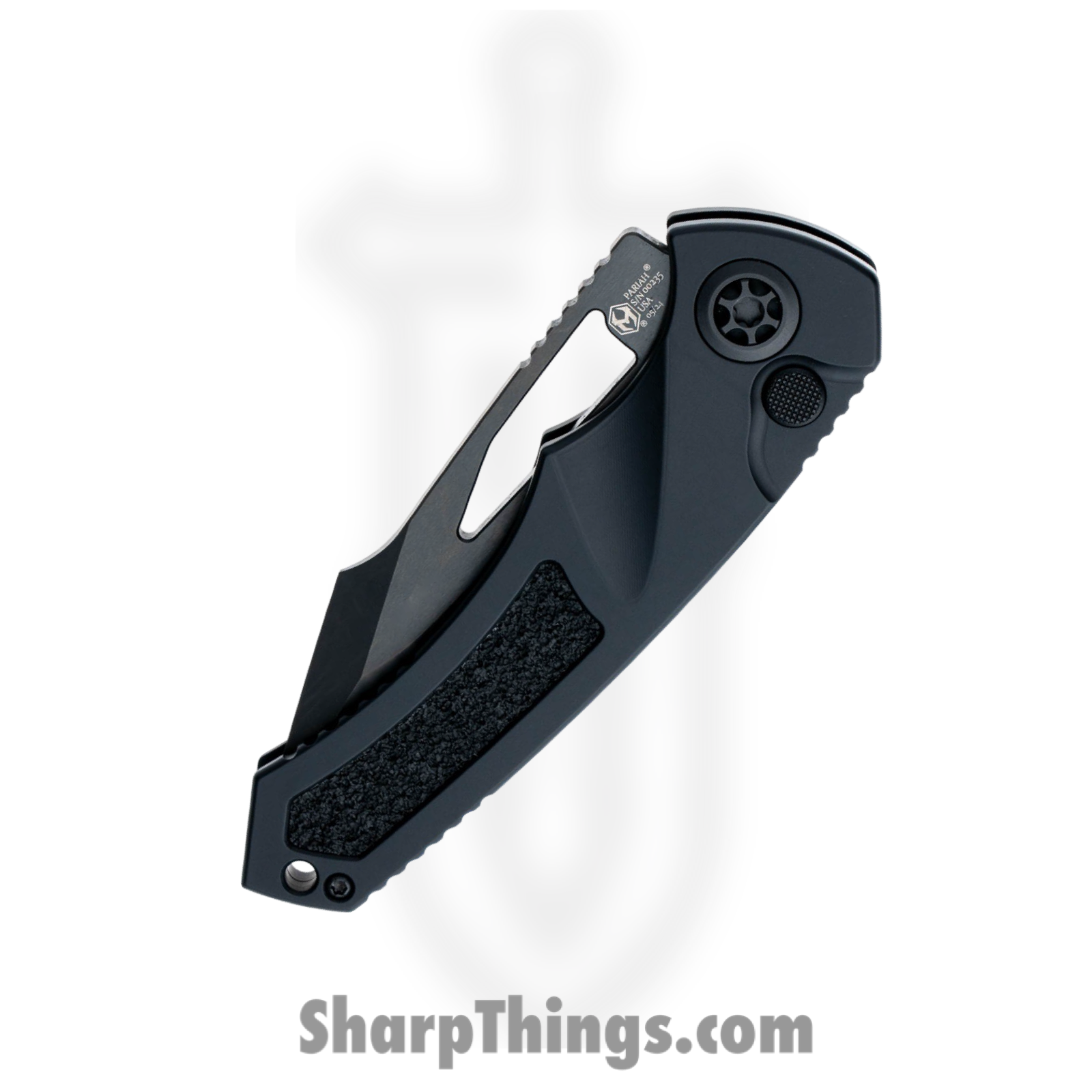 Heretic Knives - H046-6A-T - Pariah - Folding Knife - MagnaCut DLC Drop Point - Aluminum with Grip Inlay - Black - Image 4