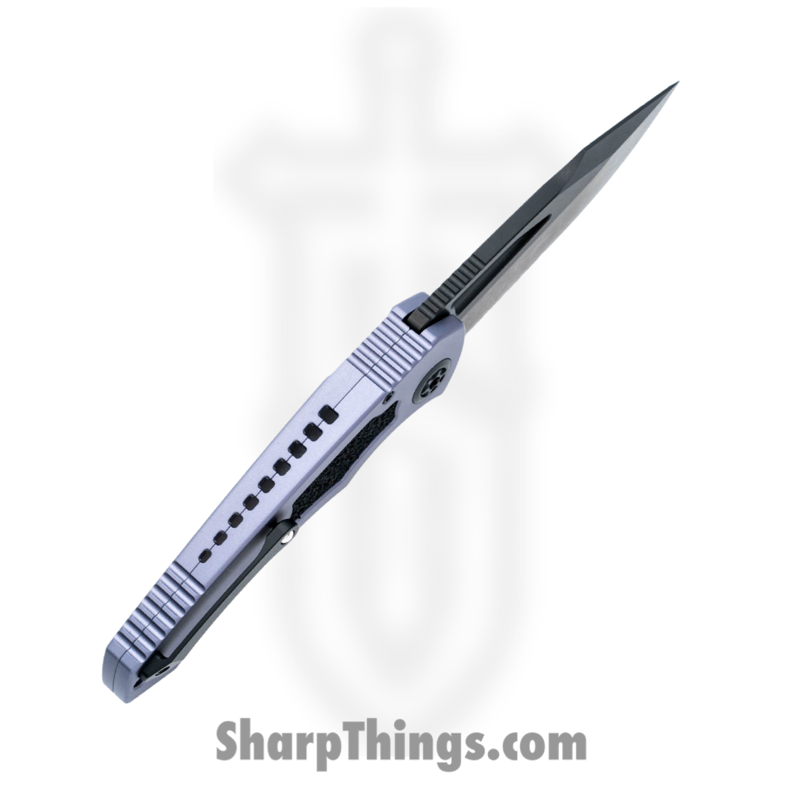 Heretic Knives - H046-6B-GRY - Pariah - Folding Knife - MagnaCut DLC Drop Point Serrated - Aluminum with Grip Inlay - Gray Black - Image 3