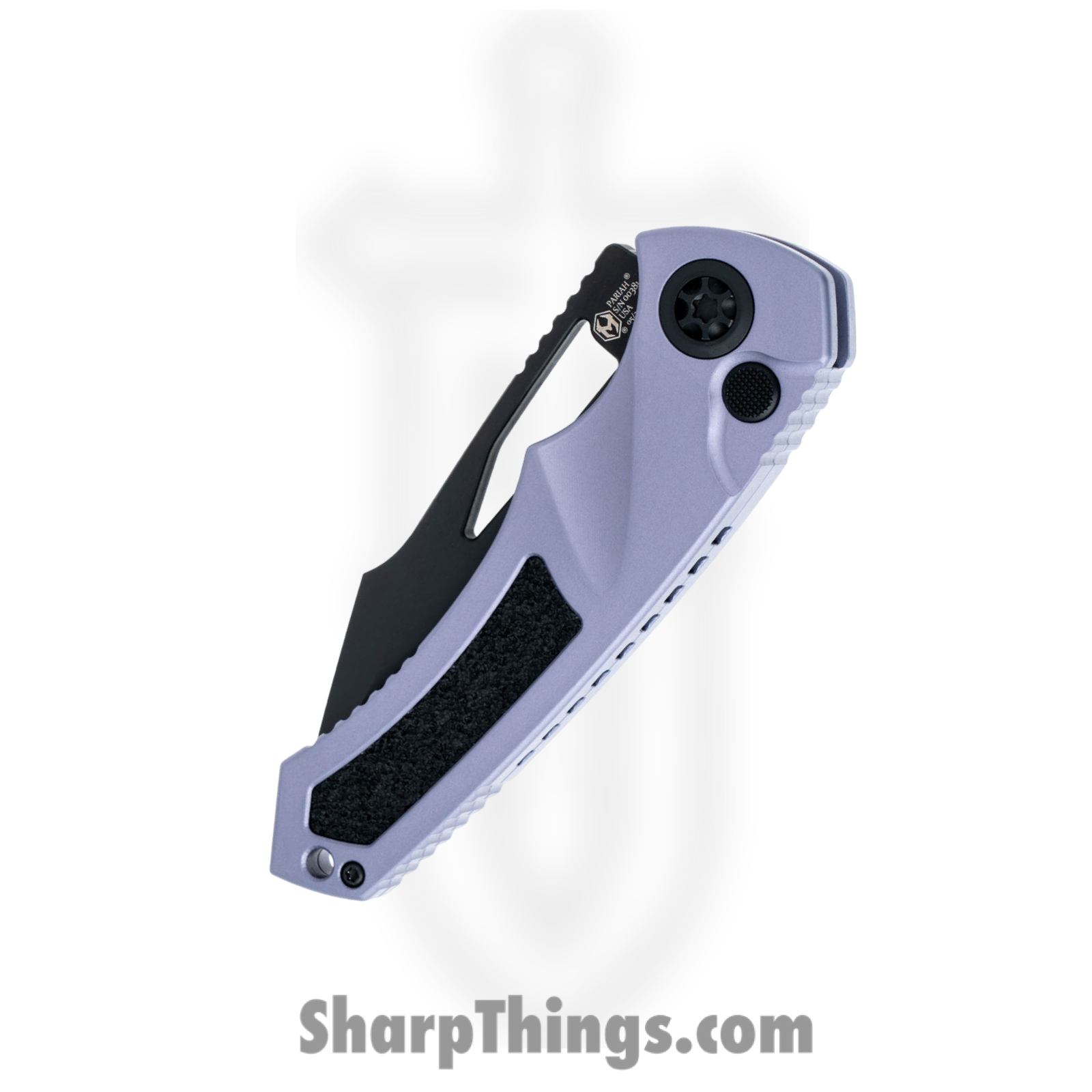 Heretic Knives - H046-6B-GRY - Pariah - Folding Knife - MagnaCut DLC Drop Point Serrated - Aluminum with Grip Inlay - Gray Black - Image 4