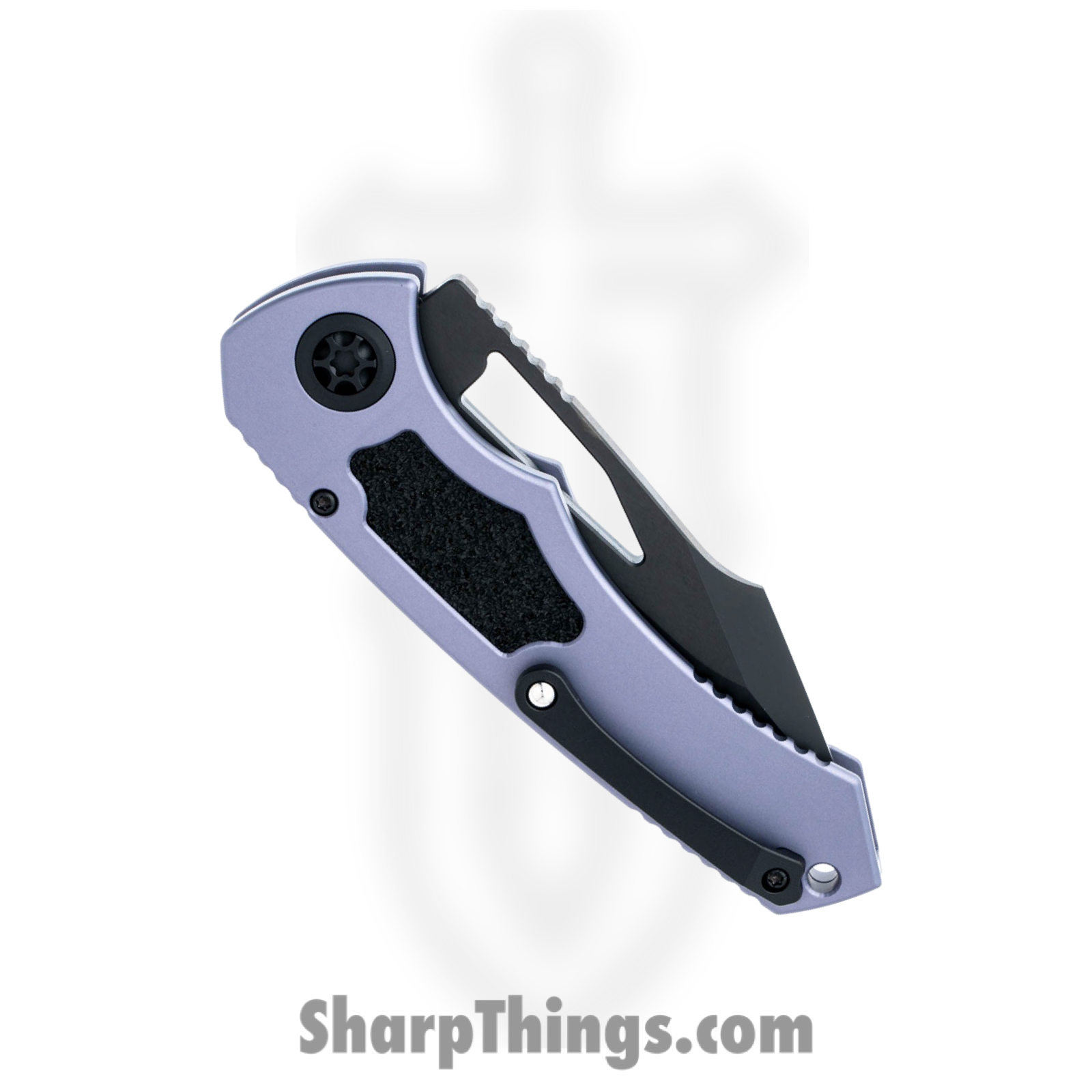 Heretic Knives - H046-6B-GRY - Pariah - Folding Knife - MagnaCut DLC Drop Point Serrated - Aluminum with Grip Inlay - Gray Black - Image 5
