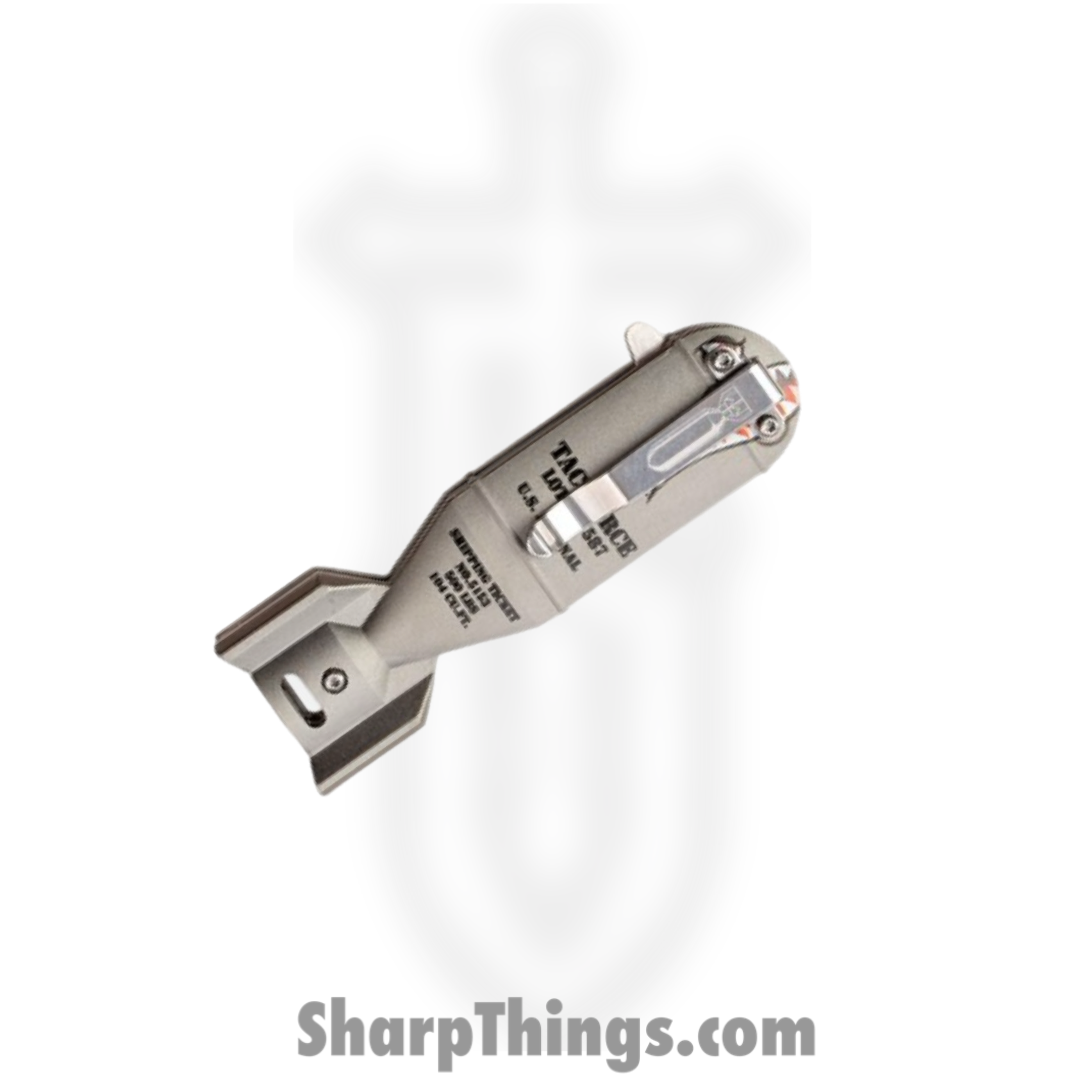 Tac Force - TF1039POP-GY - WWII Shark Bomb Shaped - Assisted Open Knife - 3Cr13 Black Stonewash - Aluminum - Gray - Image 2