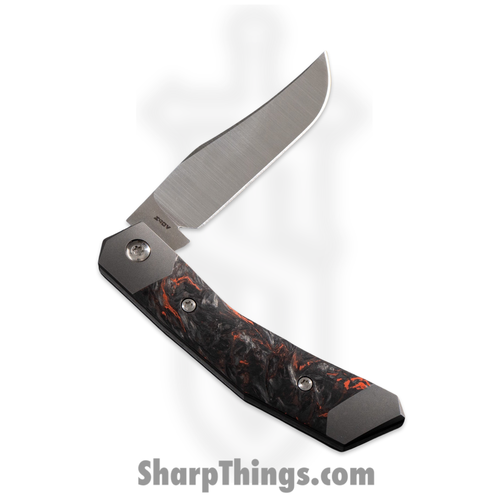 Jack Wolf Knives - MINCY-01-FC-DMO - Cyborg Jack - Folding Knife - S90V Satin Clip Point - Fat Carbon - Dark Matter Orange - Image 2