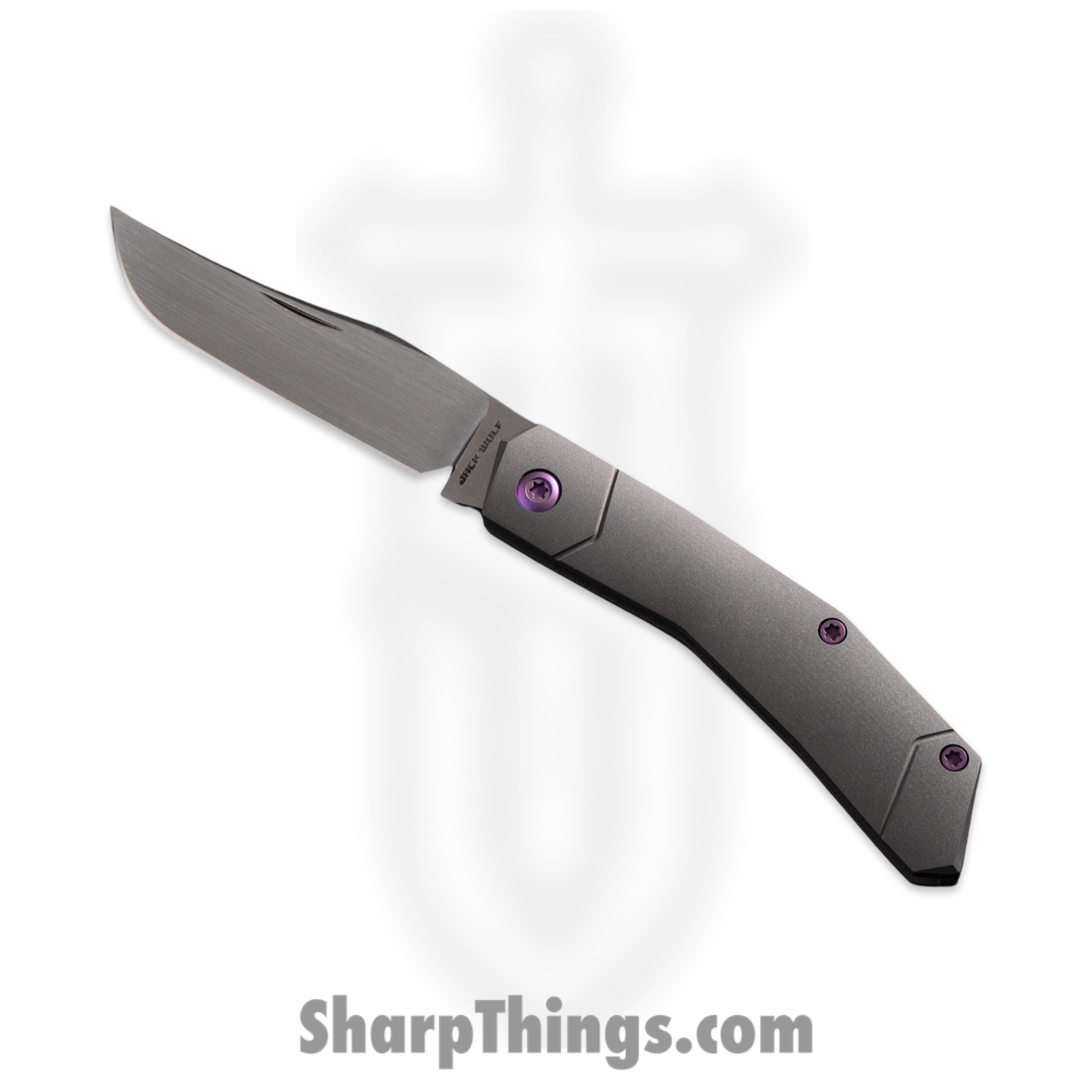 Jack Wolf Knives - MINCY-01-TI-SMOOTH - Cyborg Jack - Folding Knife - S90V Satin Clip Point - 6AL/4V Titanium - Blasted
