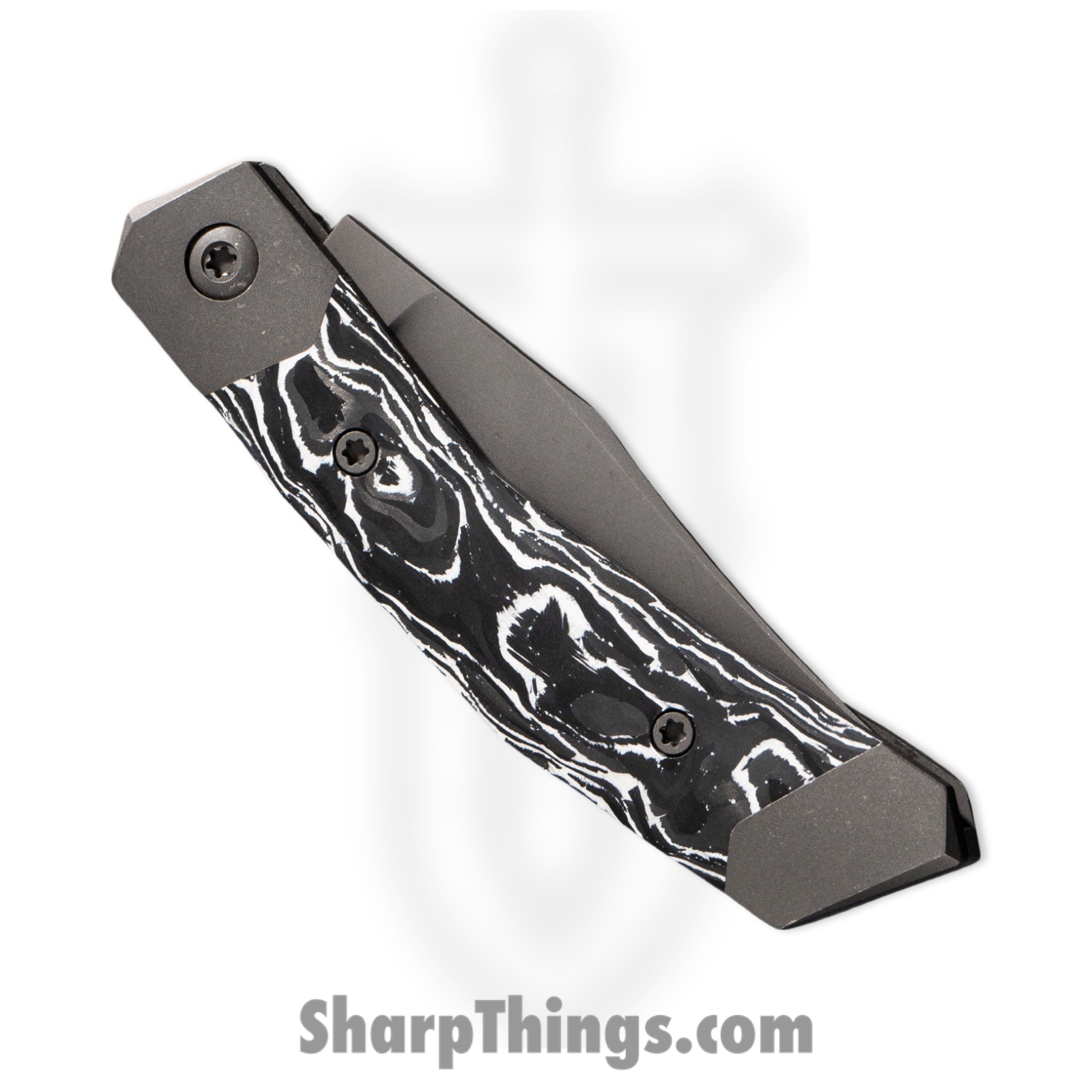 Jack Wolf Knives - MINCY-01-MRBCF-WHT - Cyborg Jack - Folding Knife - S90V Blasted Clip Point - Marble Carbon Fiber - White - Image 5