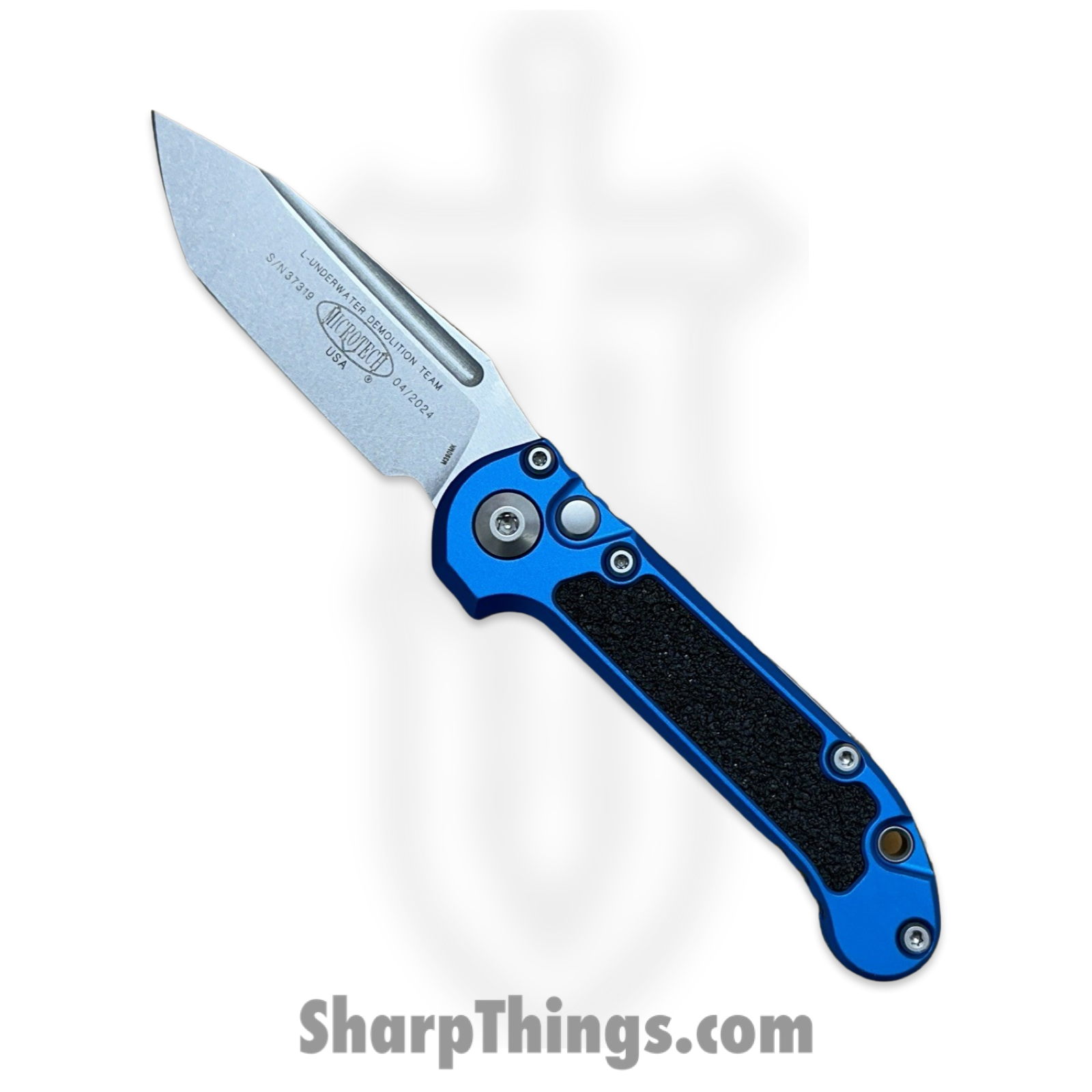 Microtech - 1136-10BL - L.U.D.T. Gen III - Automatic Knife - M390MK Stonewash Tanto - 6061-T6 Aluminum - Blue