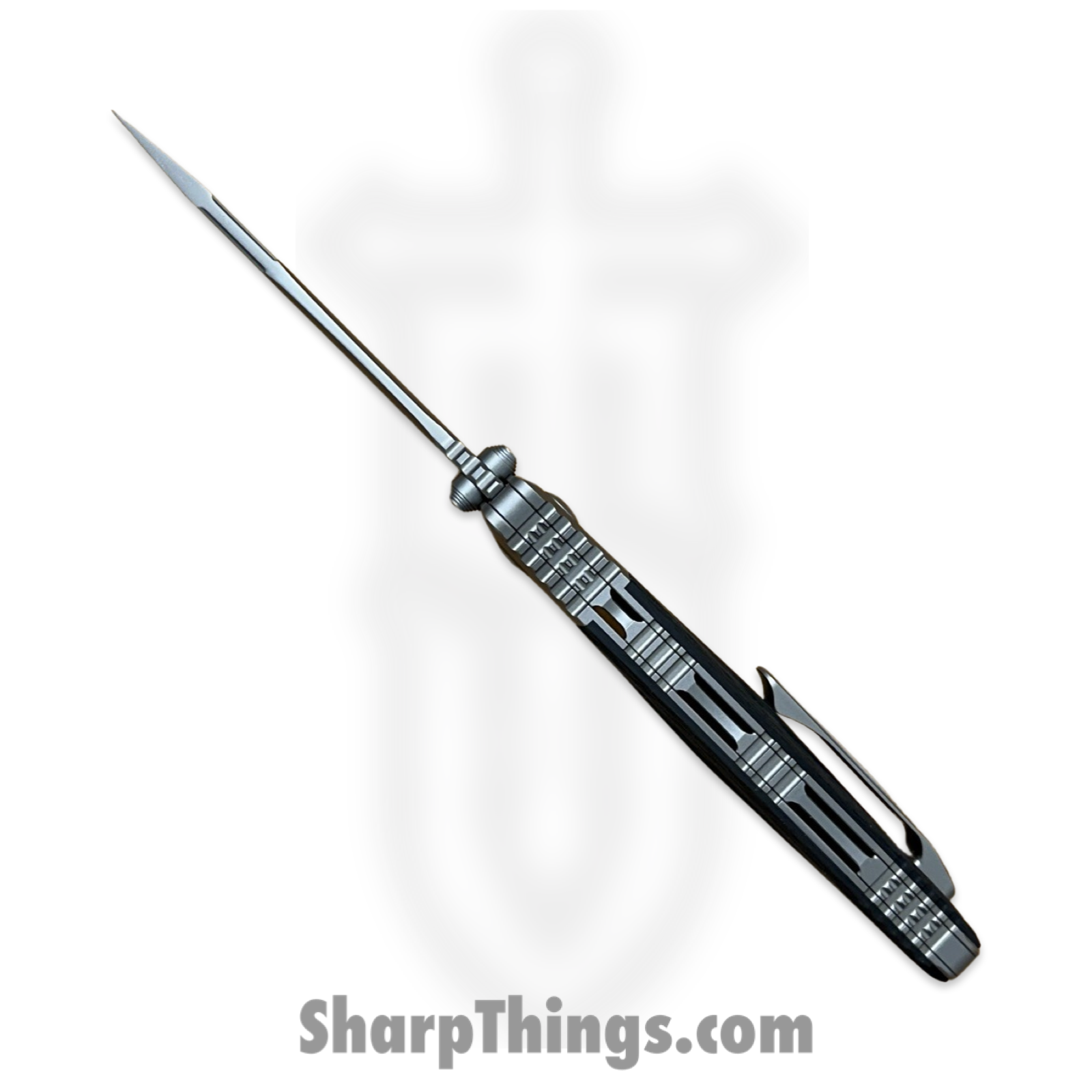 Microtech - 260M-9CFTI - Mini Socom Bravo - Folding Knife - M390 Bead Blast Clip Point - Bolstered 6AI4V Titanium with Carbon Fiver Scales - Black - Image 8