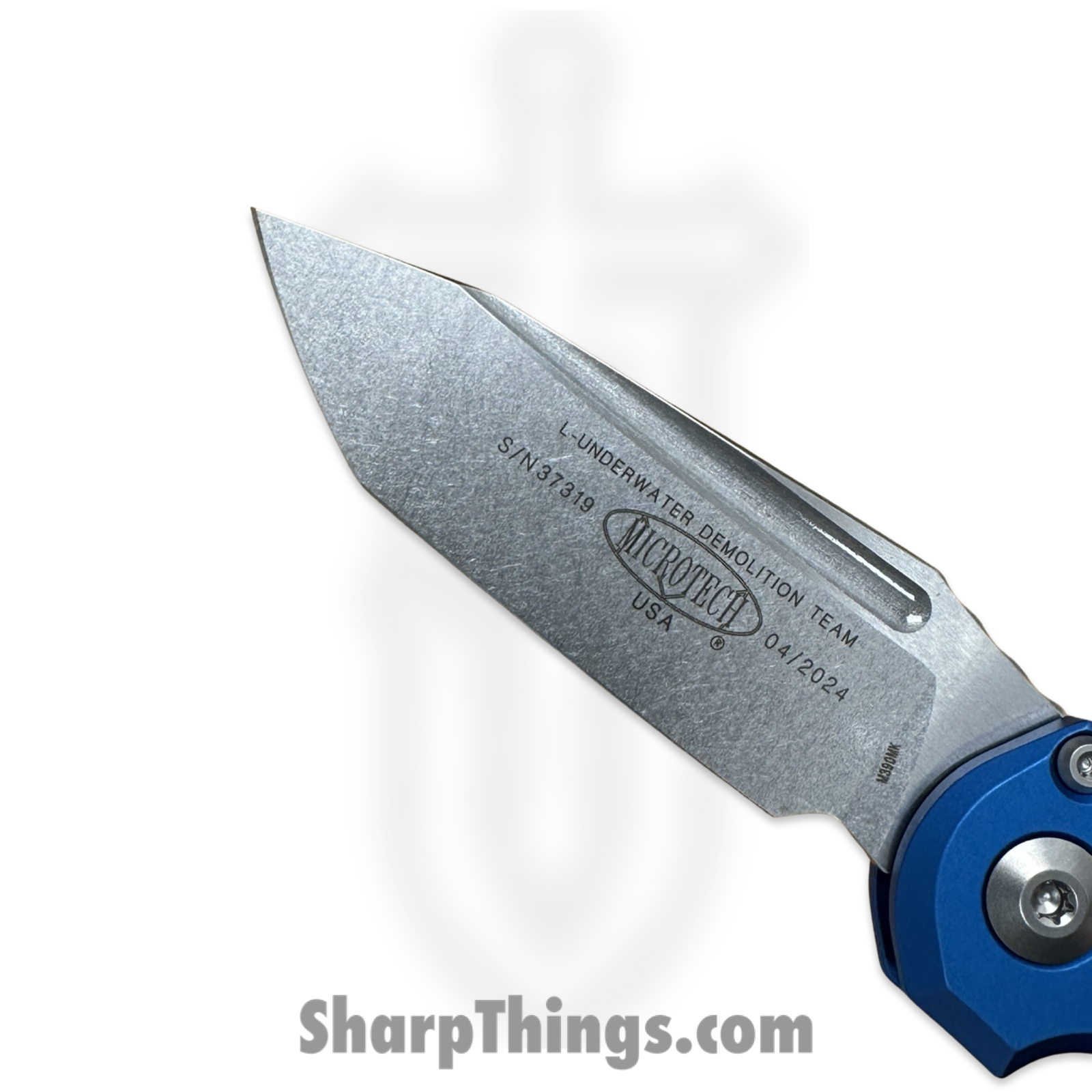 Microtech - 1136-10BL - L.U.D.T. Gen III - Automatic Knife - M390MK Stonewash Tanto - 6061-T6 Aluminum - Blue - Image 5