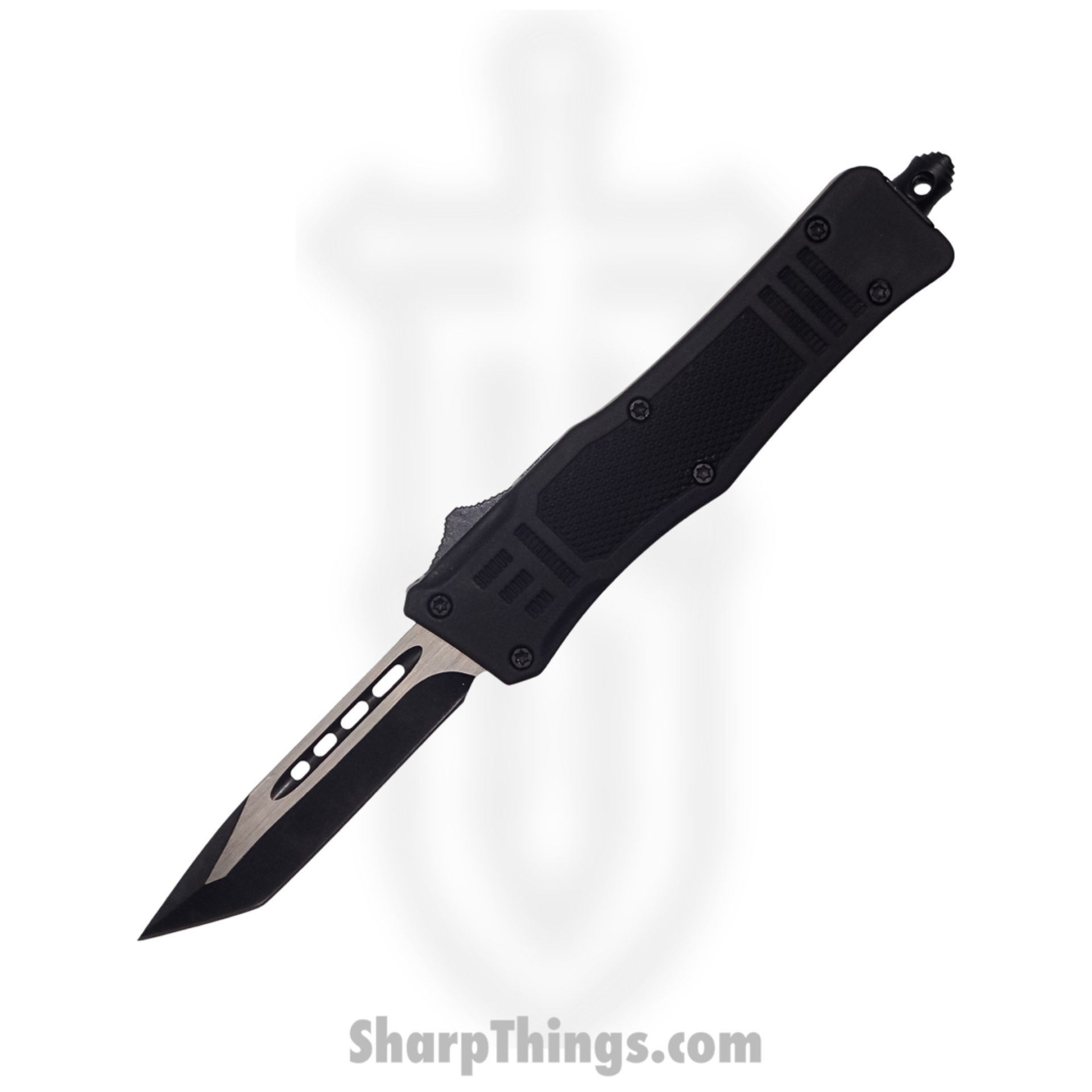 Steel River Knives - SB616TNBK - Midway II OTF Auto - 440 2 Tone Tanto - Black