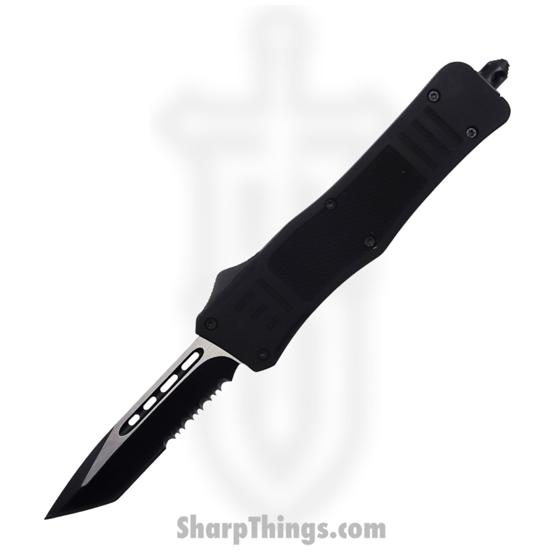 Steel River Knives - SB618TSBK - Midway OTF Auto - 440 2 Tone Serrated Tanto - Black