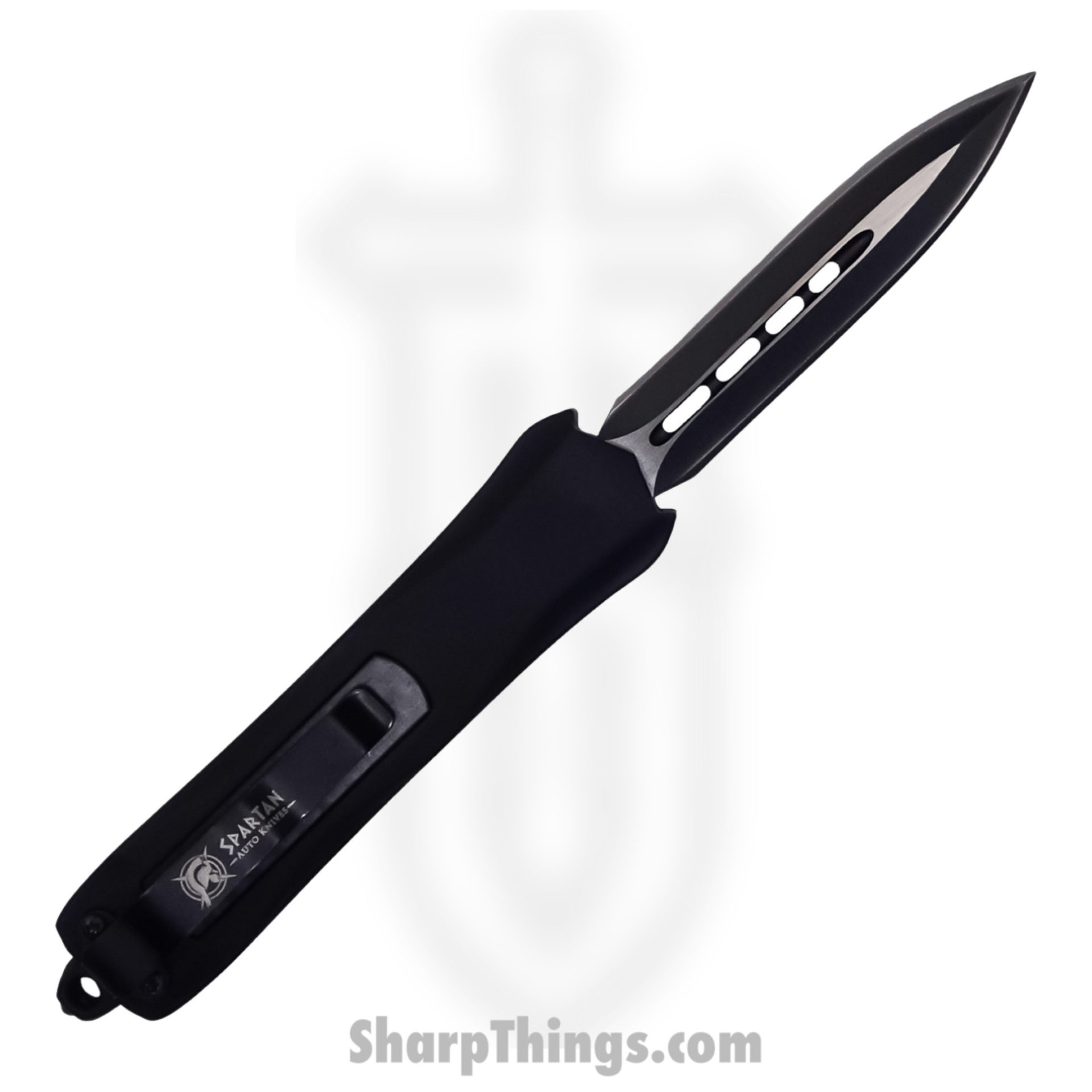 Steel River Knives - SBA163DGSBK - Mini Sidewinder OTF Auto - 440 2 Tone Serrated Dagger - Black - Image 2