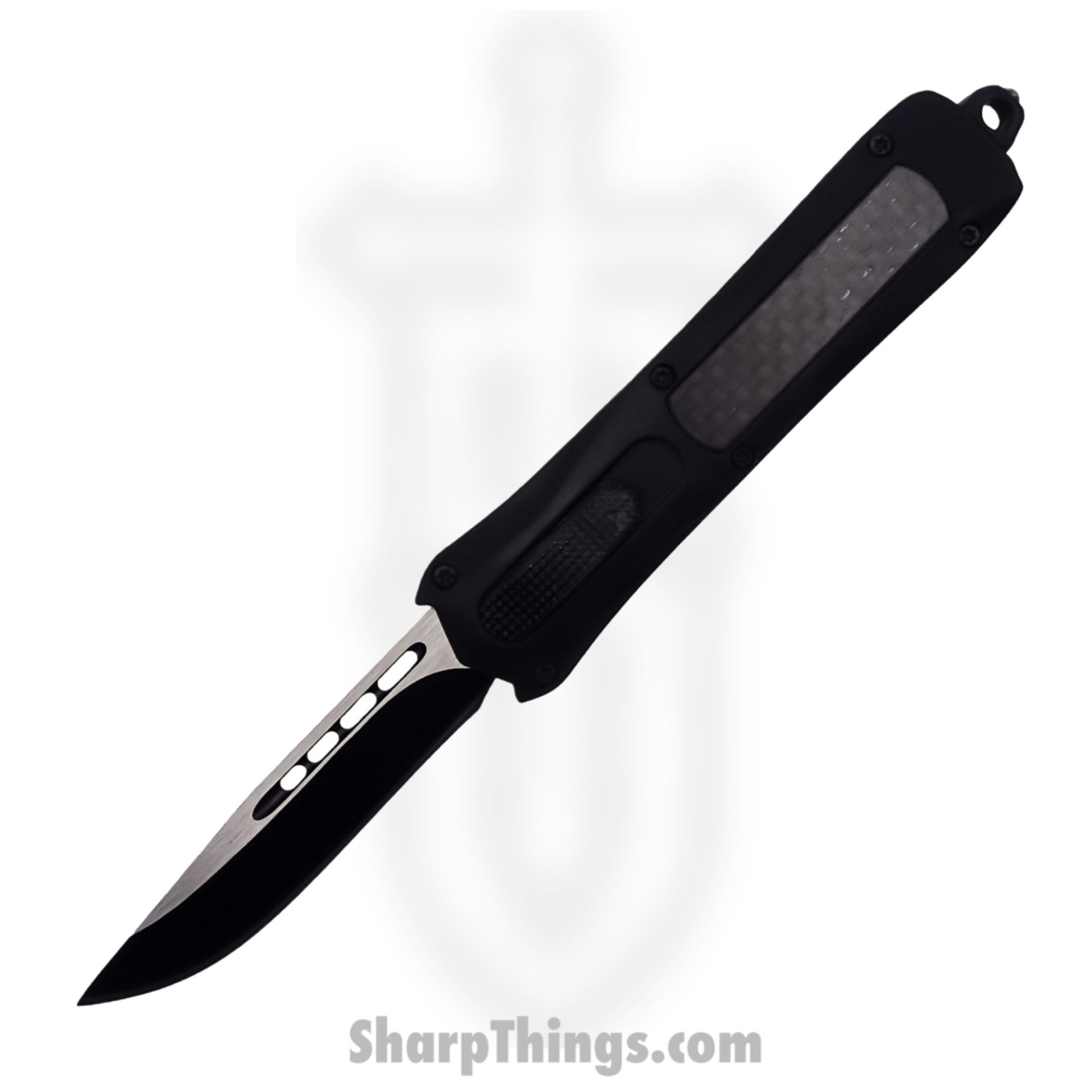 Steel River Knives - SBA163DPBK - Mini Sidewinder OTF Auto - 440 2 Tone Drop Point - Black