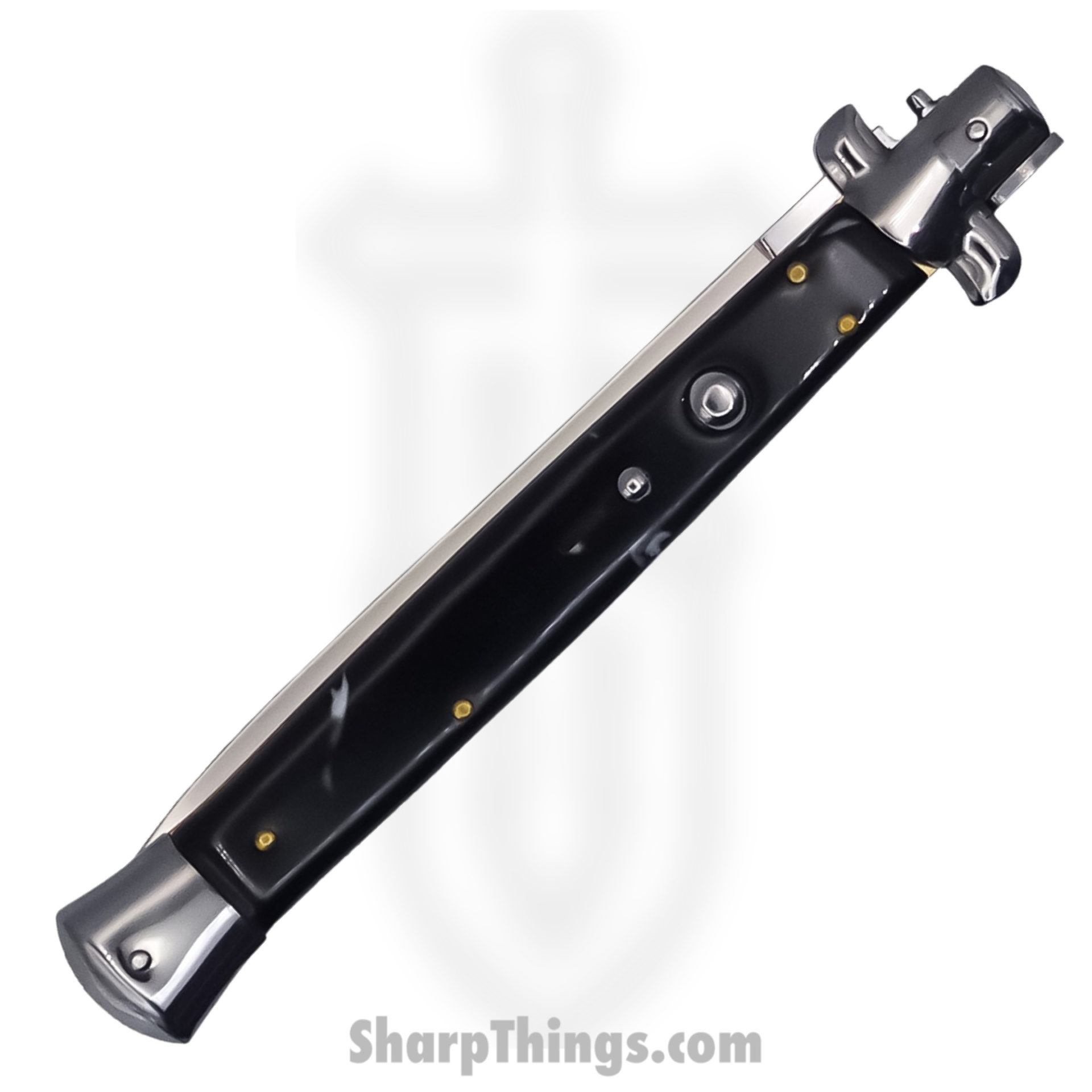 Steel River Knives - SBBOL13SH - Grosso 13in Stiletto - Swinguard Lockback Auto - 440 Bayonet - Black Horn - Image 3