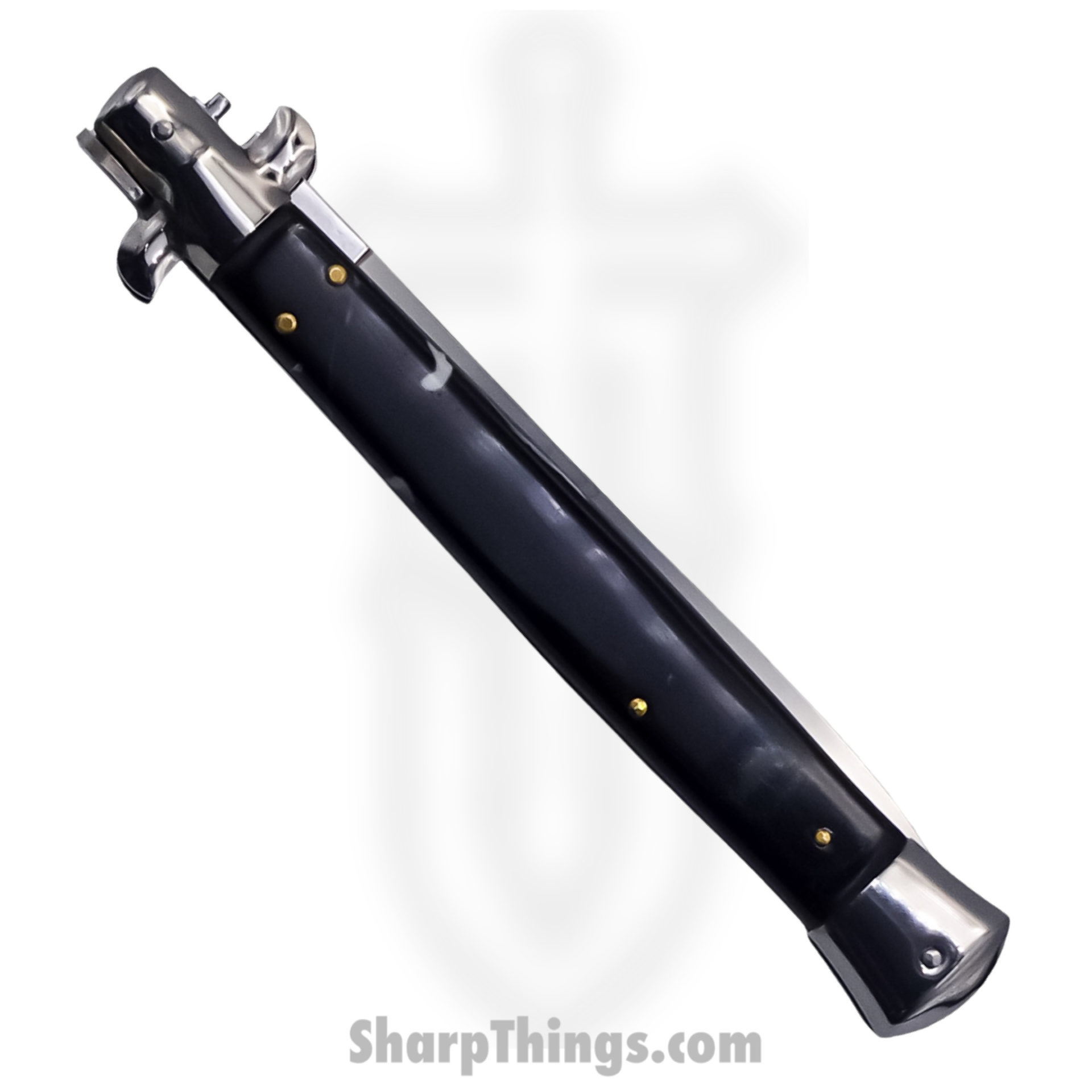 Steel River Knives - SBBOL13SH - Grosso 13in Stiletto - Swinguard Lockback Auto - 440 Bayonet - Black Horn - Image 2