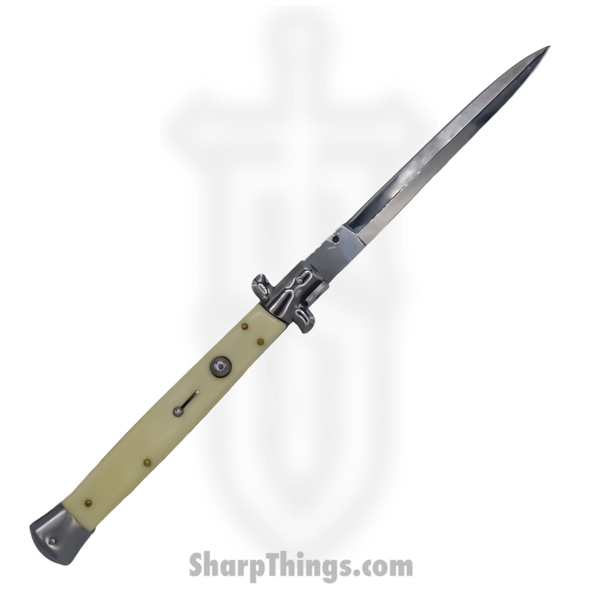 Steel River Knives - SBBOL13SI - Grosso 13in Stiletto - Swinguard Lockback Auto - 440 Bayonet - Ivory