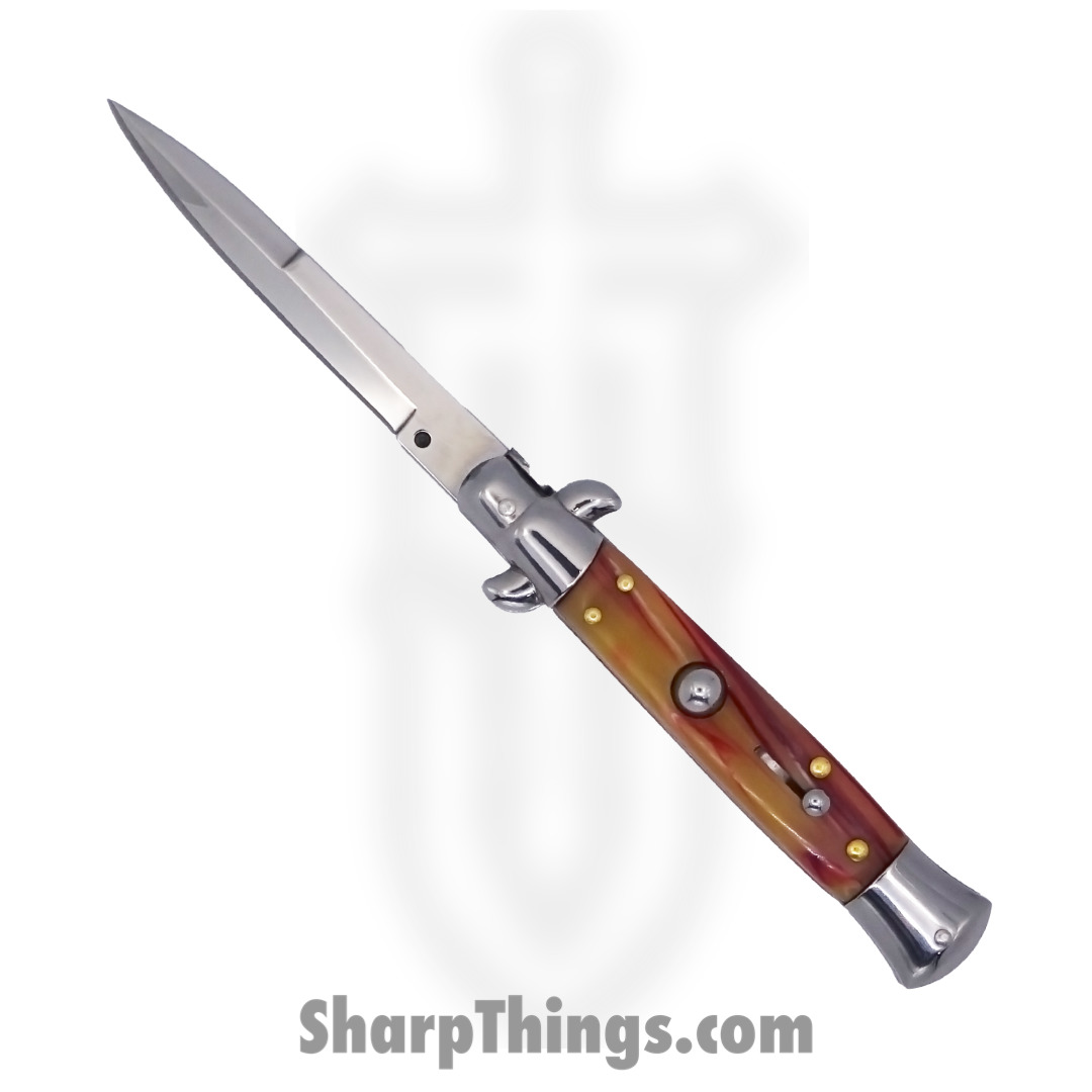 Steel River Knives - sbbol9roh - Arrivato 9in Stilleto - 440c Satin Bayonet - Red Ox Horn - Red