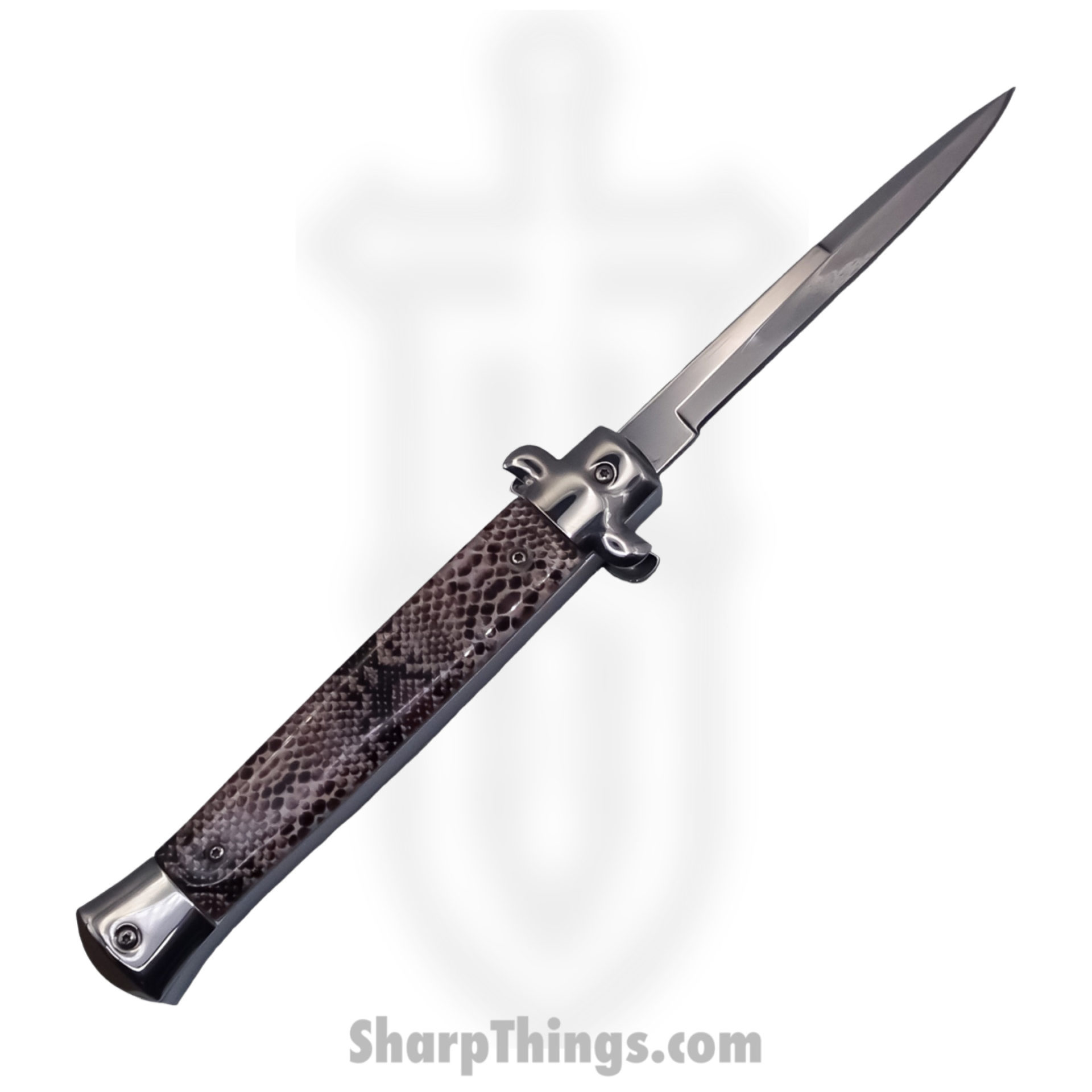 Steel River Knives - SBOTF11ITRS - Magnum – 11” Italian Stiletto OTF Automatic Knife – 440 Bayonet - Rattlesnake - Image 5