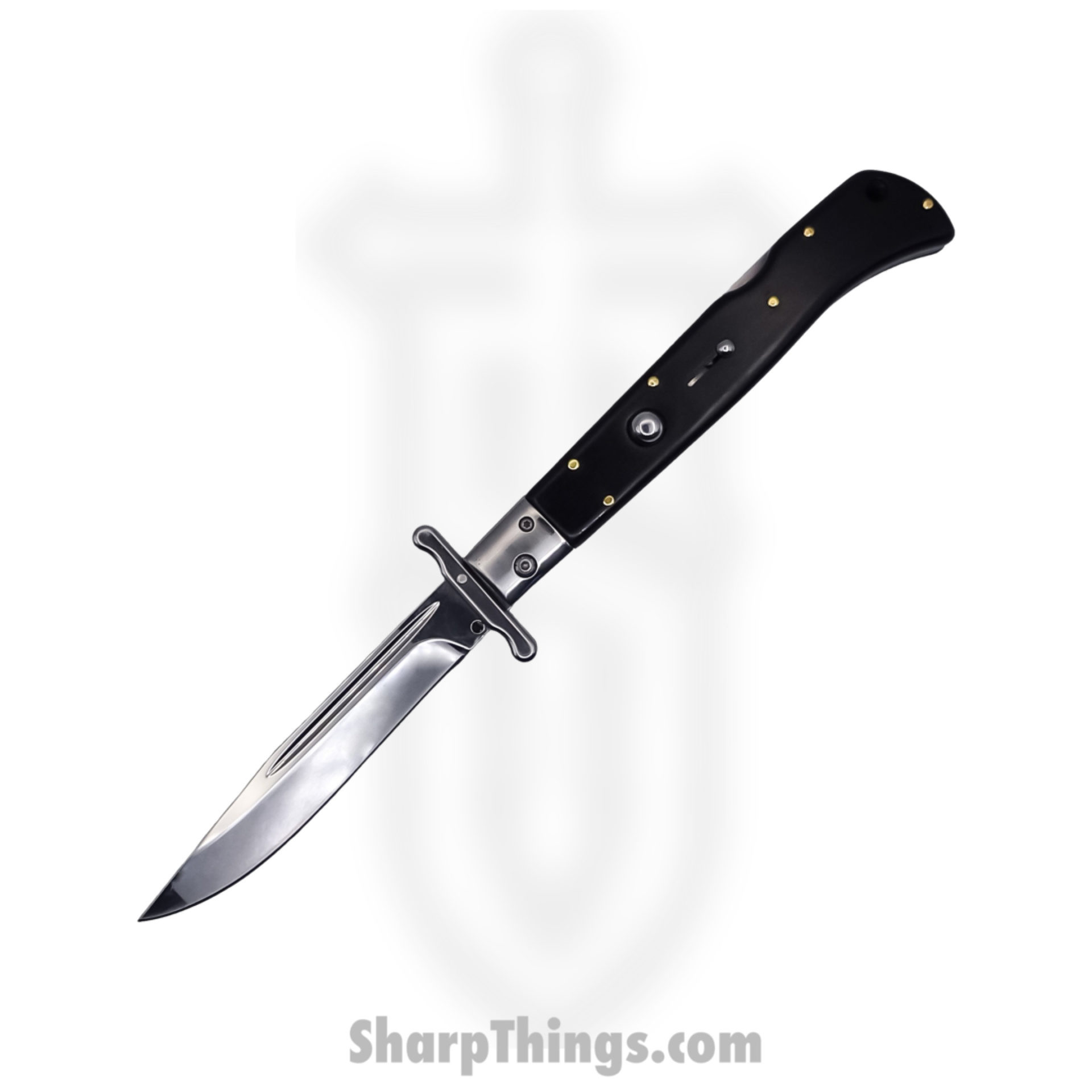 Steel River Knives - SBSG11CBLW - Magnum 11in Stiletto - Swinguard Lockback Auto - 440 Clip Point - Blackwood