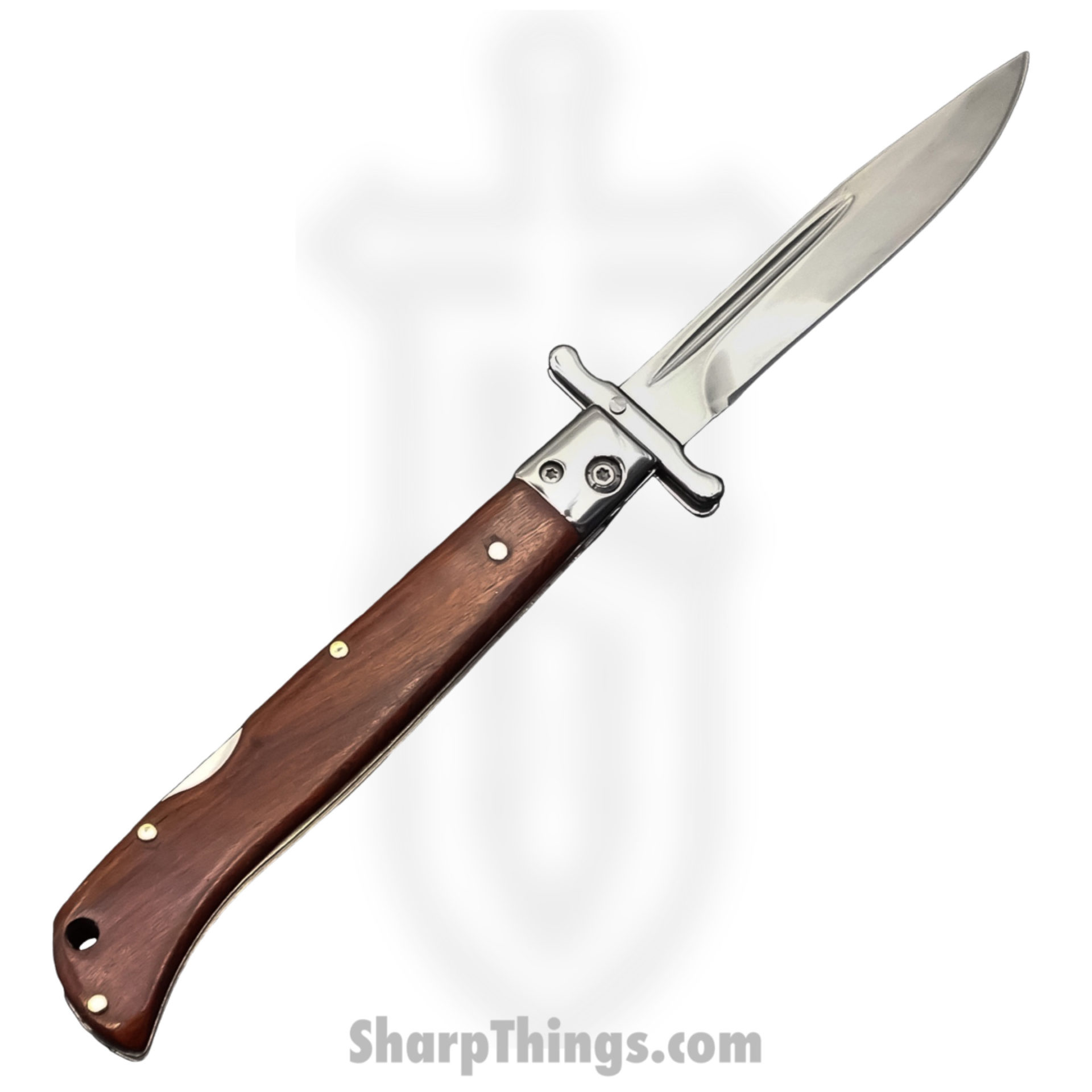 Steel River Knives - SBSG09CPRW - Magnum II 9in Stiletto - Swinguard Lockback Auto - 440 Clip Point - Rosewood