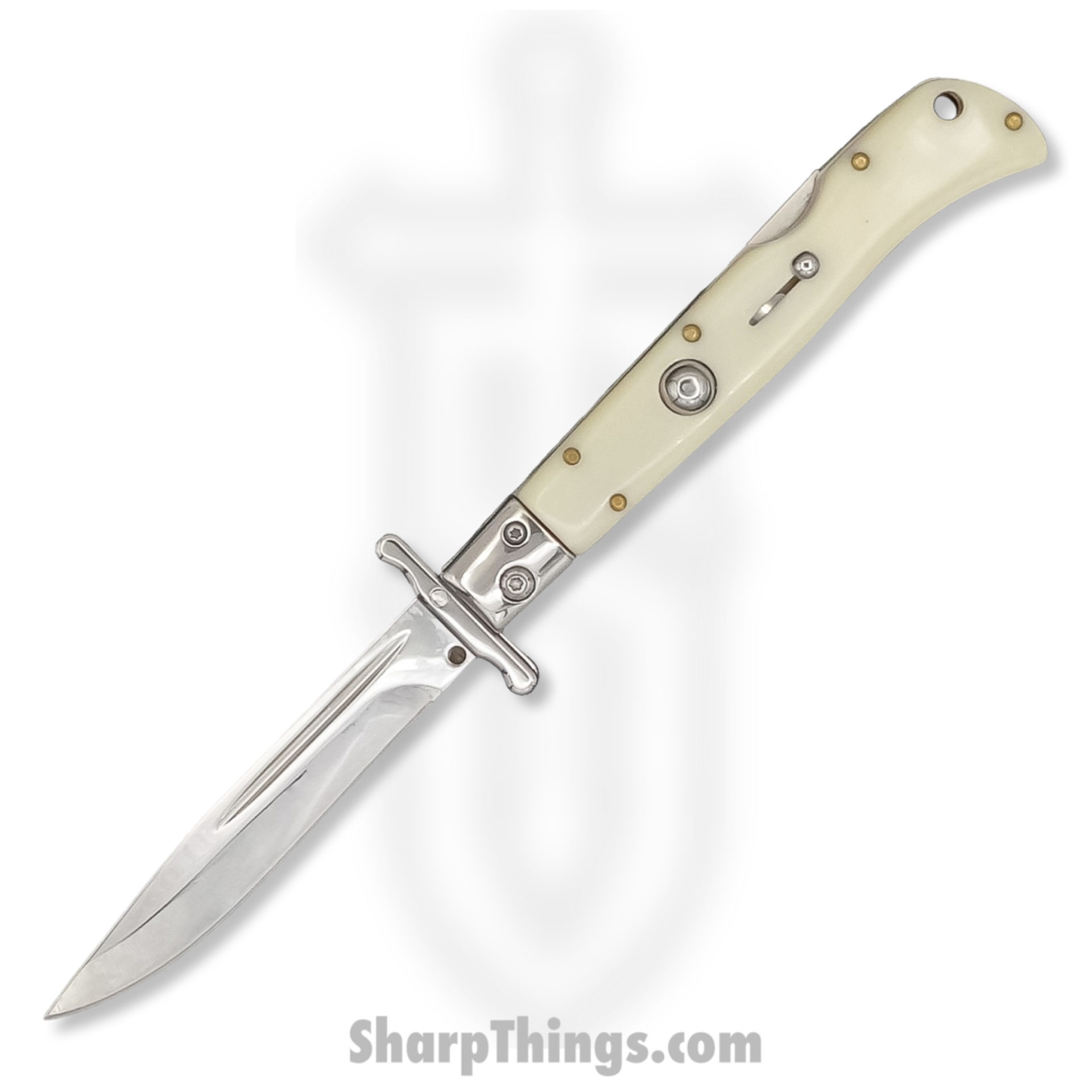 Steel River Knives - SBSG09CPSI - Magnum II 9in Stiletto - Swinguard Lockback Auto - 440 Clip Point - Synthetic Ivory - Image 2