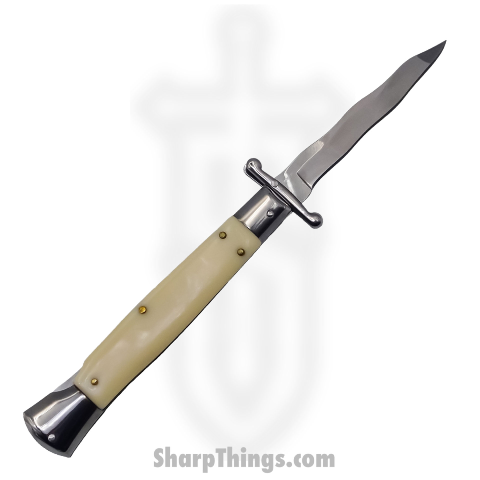 Steel River Knives - SBSG10KRSI - Liscio 10in Stiletto - Swinguard Lockback Auto - 440 Kris Bayonet - Ivory - Image 2