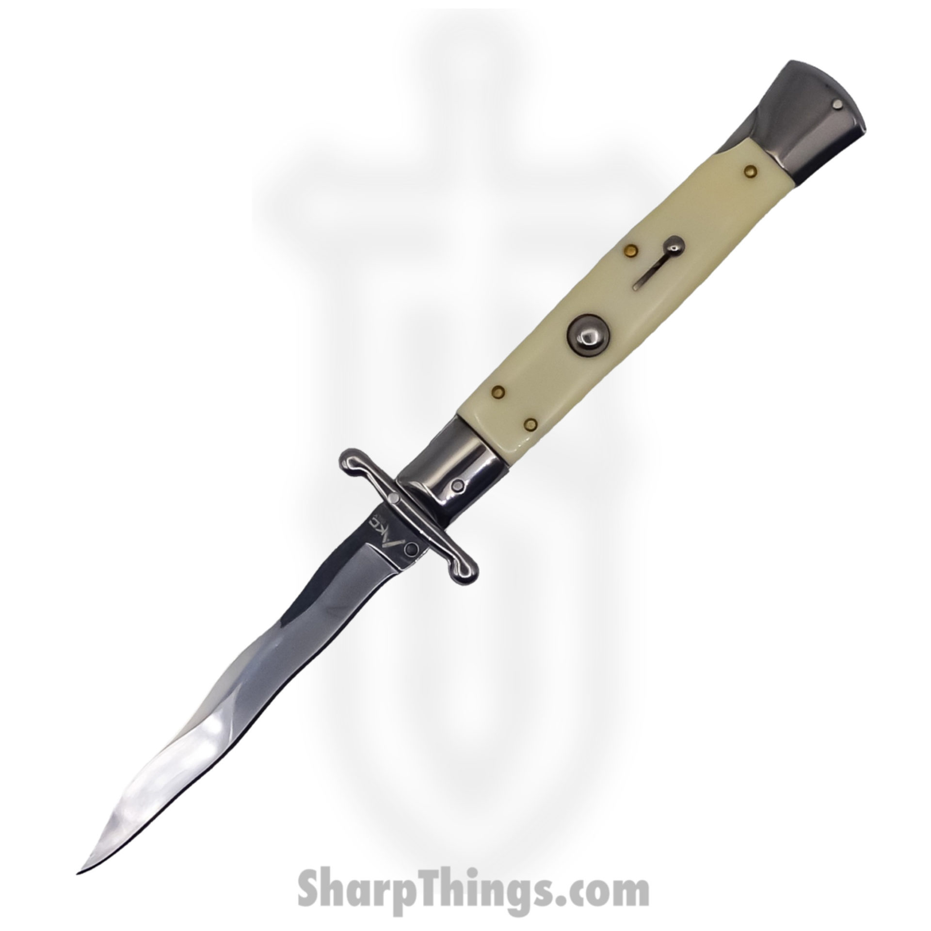 Steel River Knives - SBSG10KRSI - Liscio 10in Stiletto - Swinguard Lockback Auto - 440 Kris Bayonet - Ivory