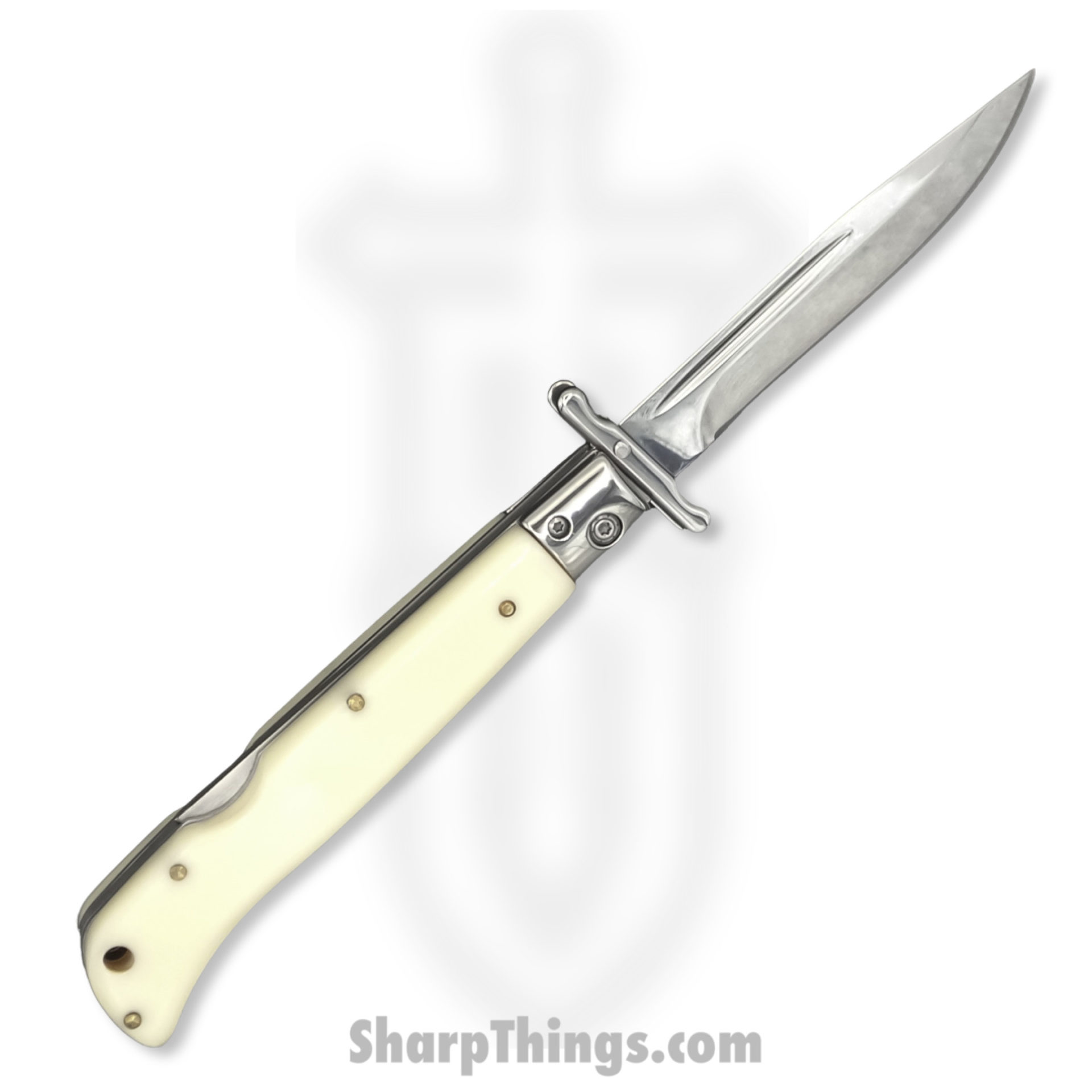 Steel River Knives - SBSG11CSI - Magnum 11in Stiletto - Swinguard Lockback Auto - 440 Clip Point - Ivory - Image 3