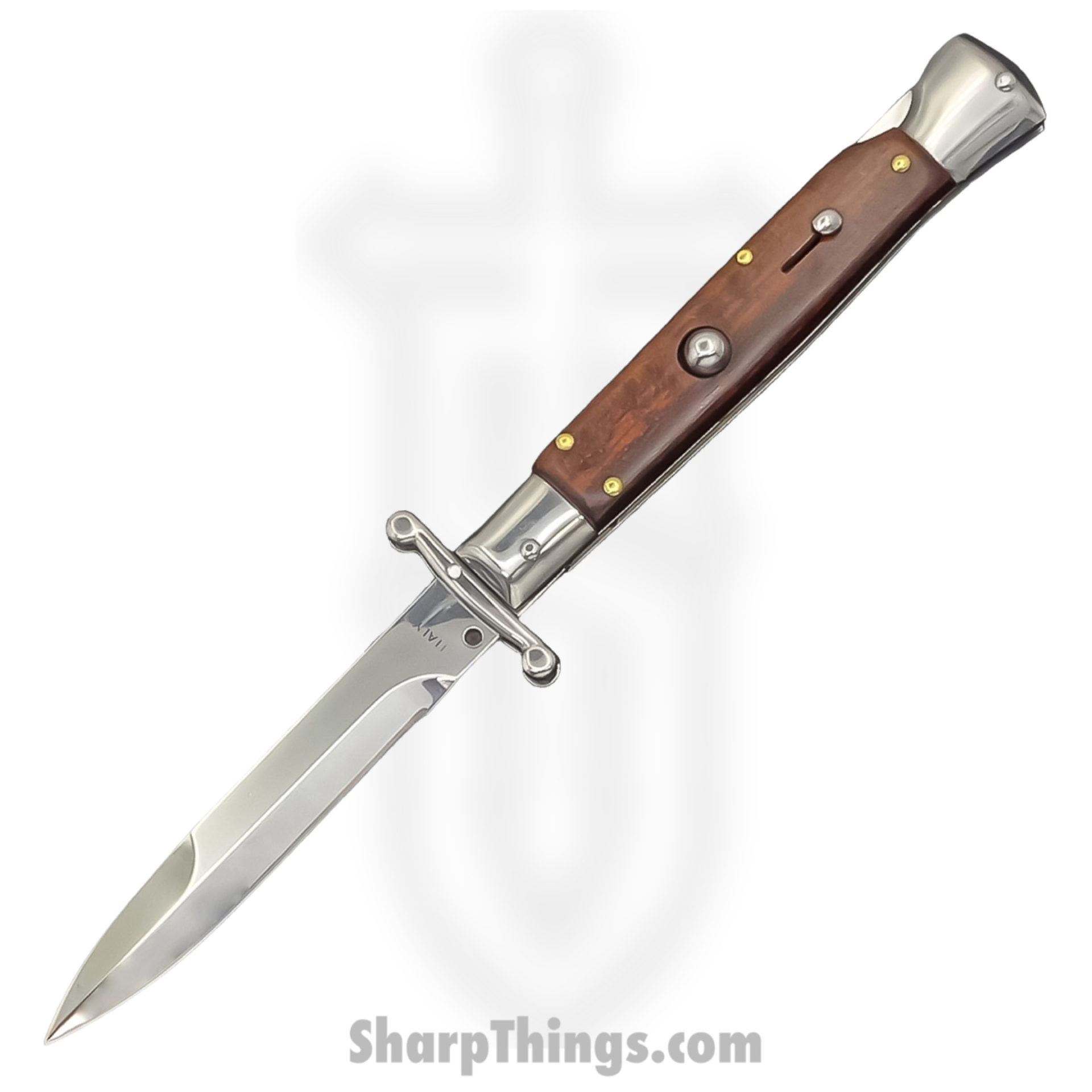 Steel River Knives - SBSGPMSW - Premium 9in Stiletto - Swinguard Lockback Auto - 440 Clip Point - Snakewood