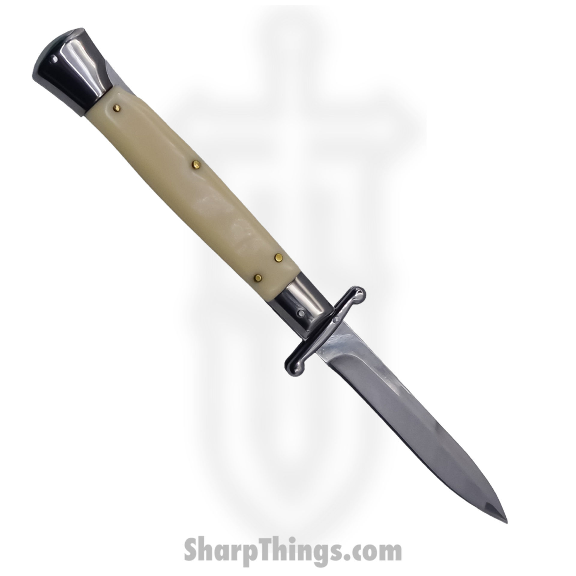 Steel River Knives - SBSG10BYSI - Liscio 10in Stiletto - Swinguard Lockback Auto - 440 Bayonet - Ivory - Image 2