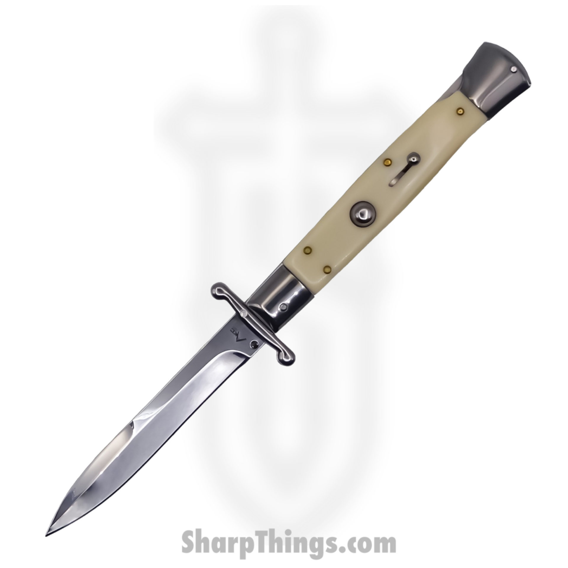 Steel River Knives - SBSG10BYSI - Liscio 10in Stiletto - Swinguard Lockback Auto - 440 Bayonet - Ivory