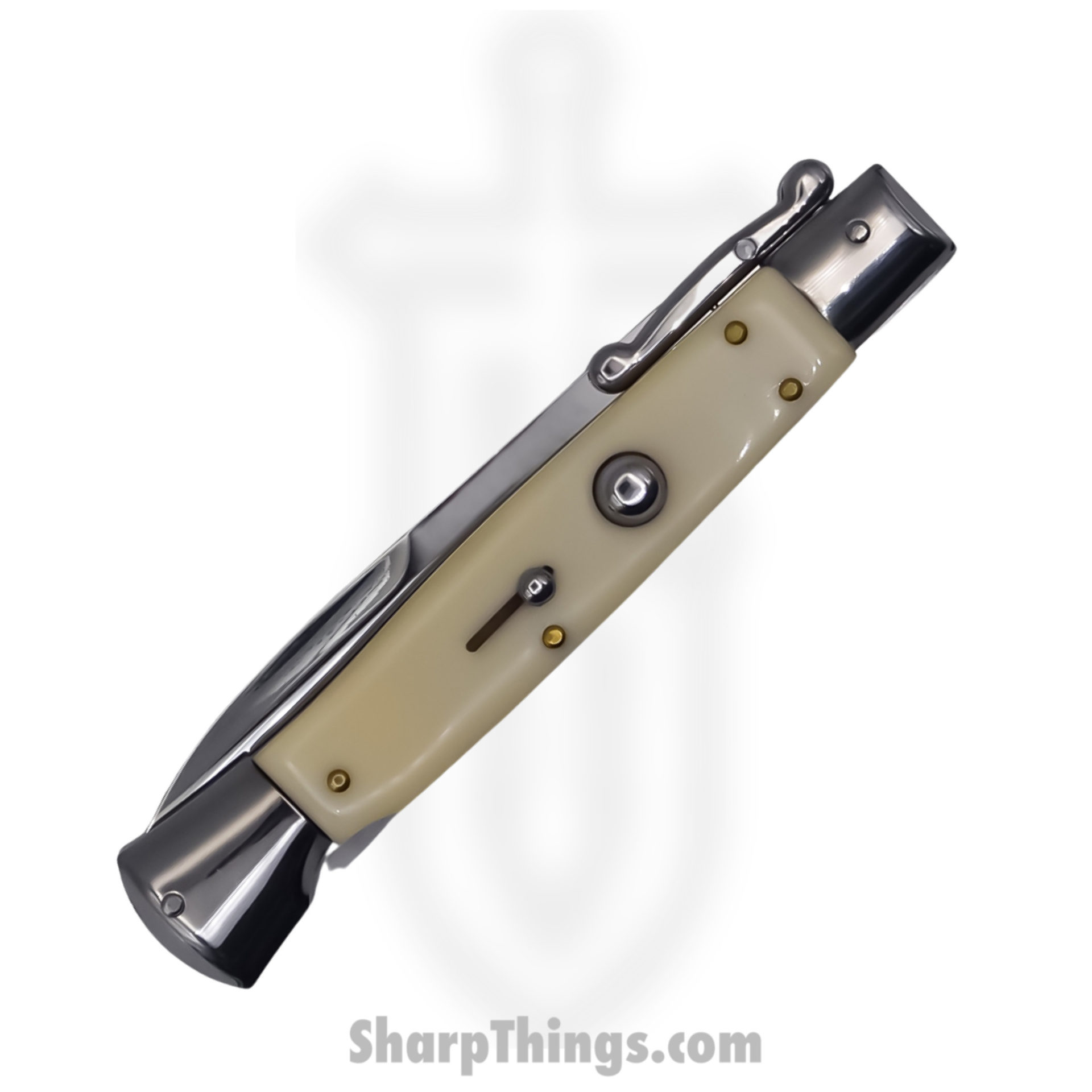 Steel River Knives - SBSG10BYSI - Liscio 10in Stiletto - Swinguard Lockback Auto - 440 Bayonet - Ivory - Image 4