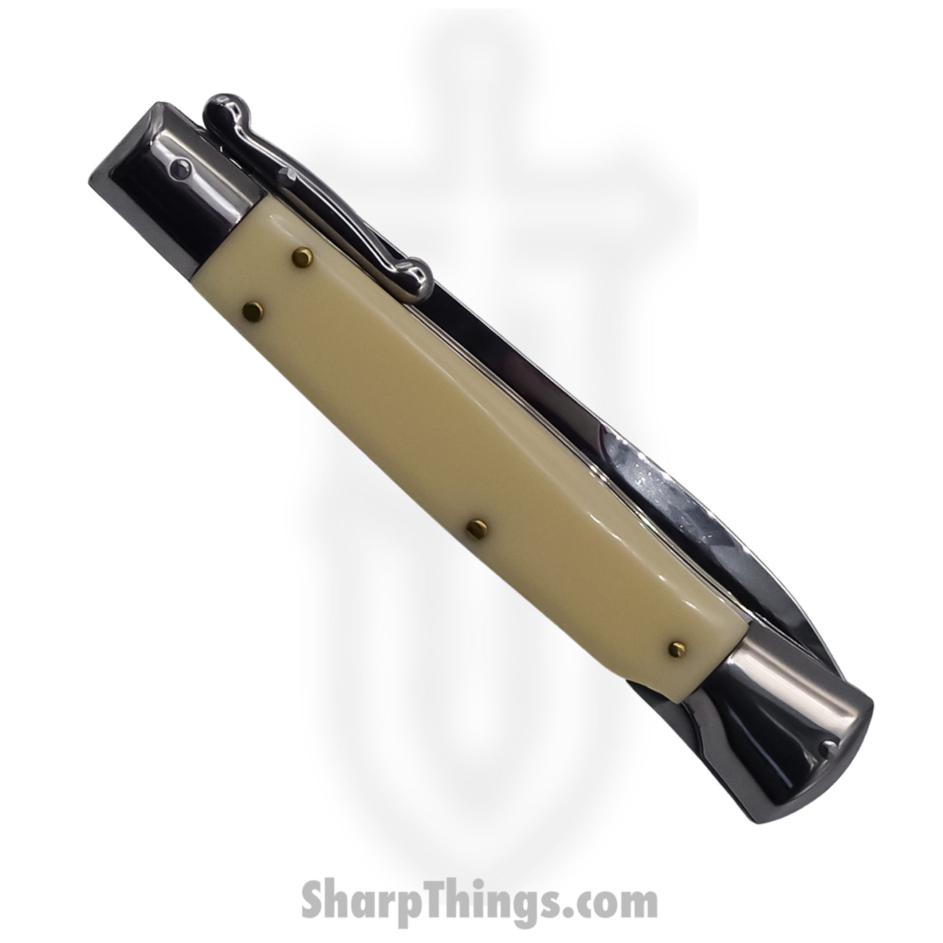 Steel River Knives - SBSG10BYSI - Liscio 10in Stiletto - Swinguard Lockback Auto - 440 Bayonet - Ivory - Image 3