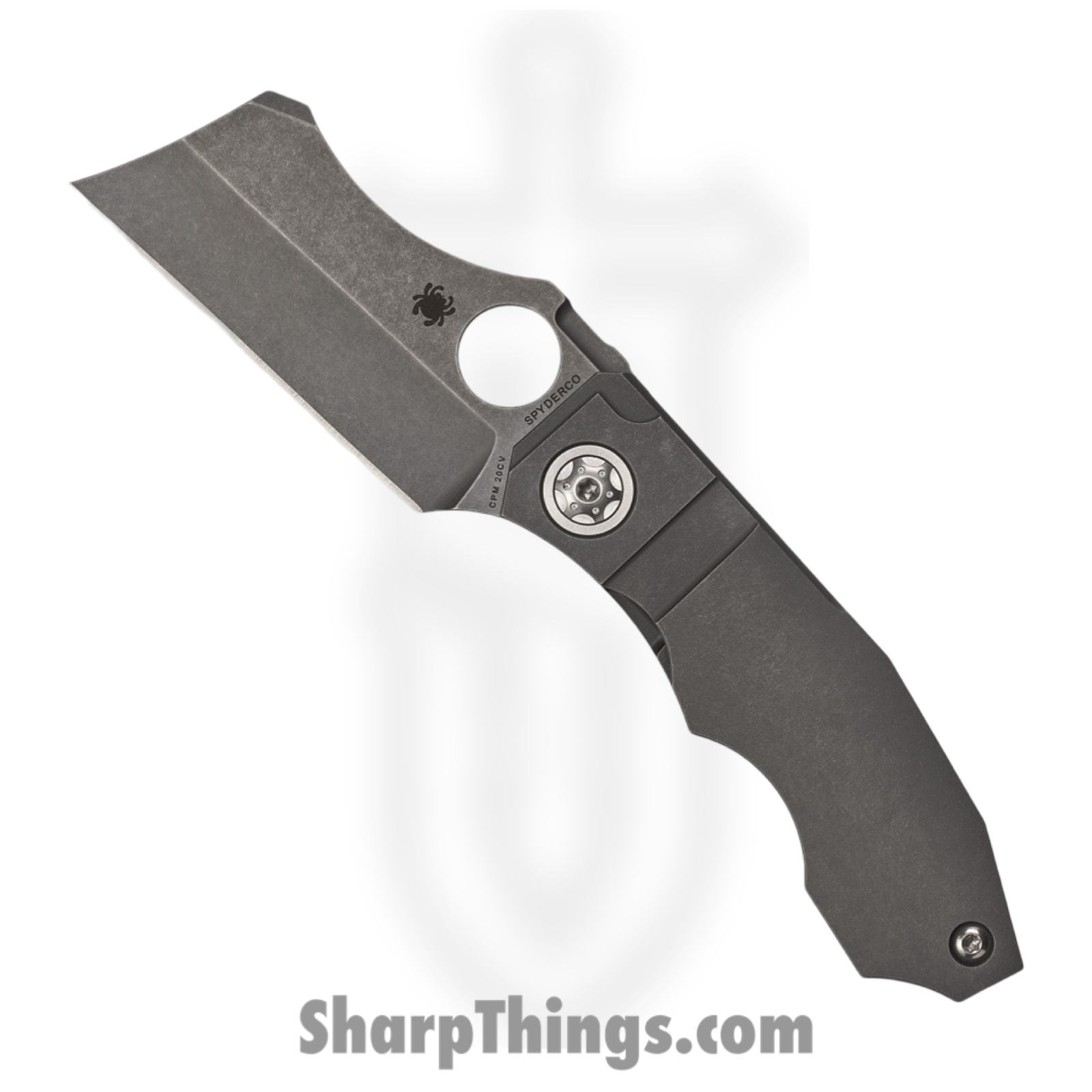 Spyderco - SC260TIP - Stovepipe RIL - Folding Knife - CPM-20CV Stonewash Cleaver - Titanium - Gray