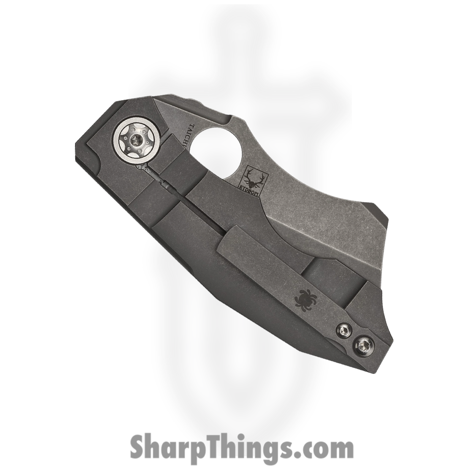 Spyderco - SC260TIP - Stovepipe RIL - Folding Knife - CPM-20CV Stonewash Cleaver - Titanium - Gray - Image 2