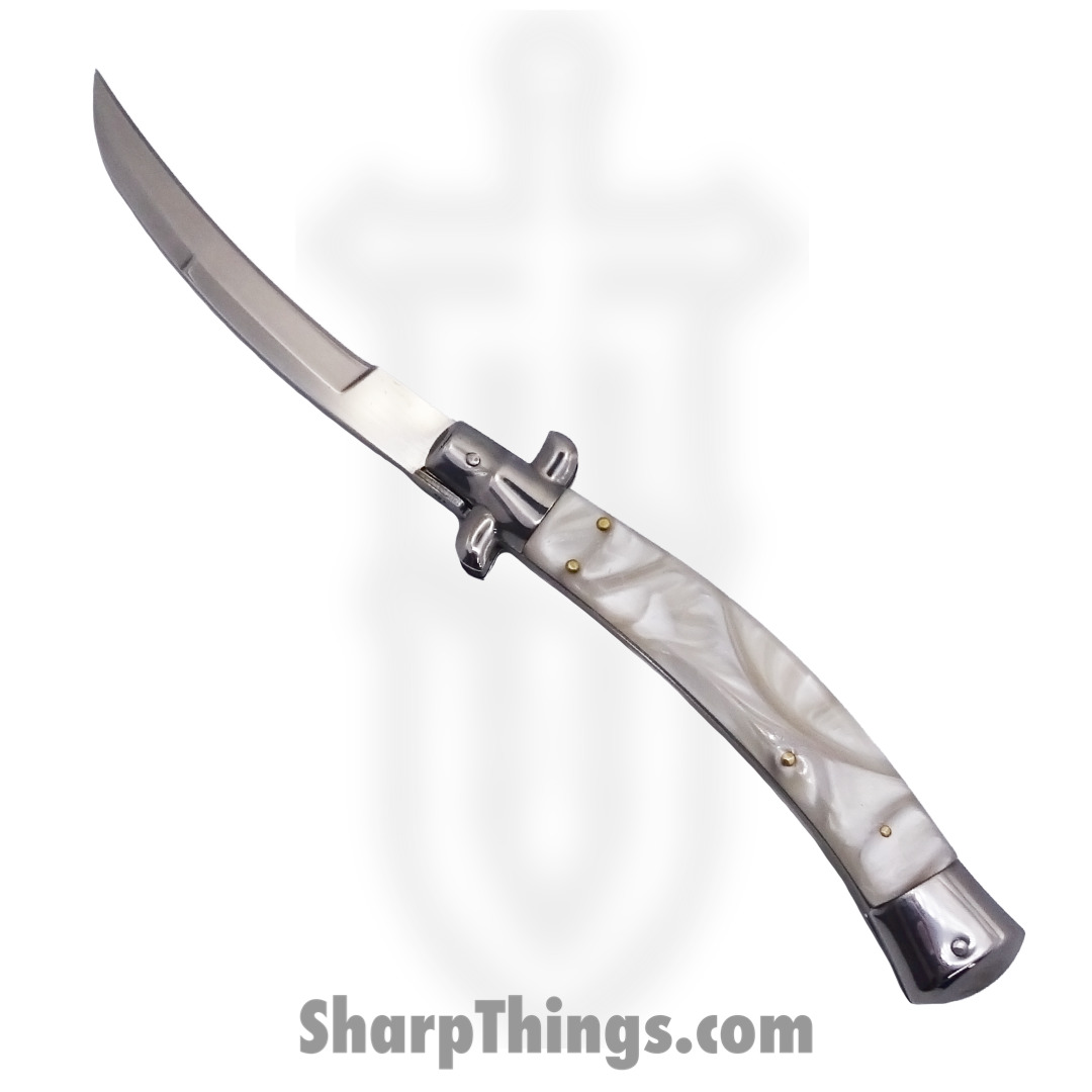 Steel River Knives - Srk11swayMOP - Swayback Bolster Lock Stilleto - 440c Satin Swayback - Mother of Pearl - MOP