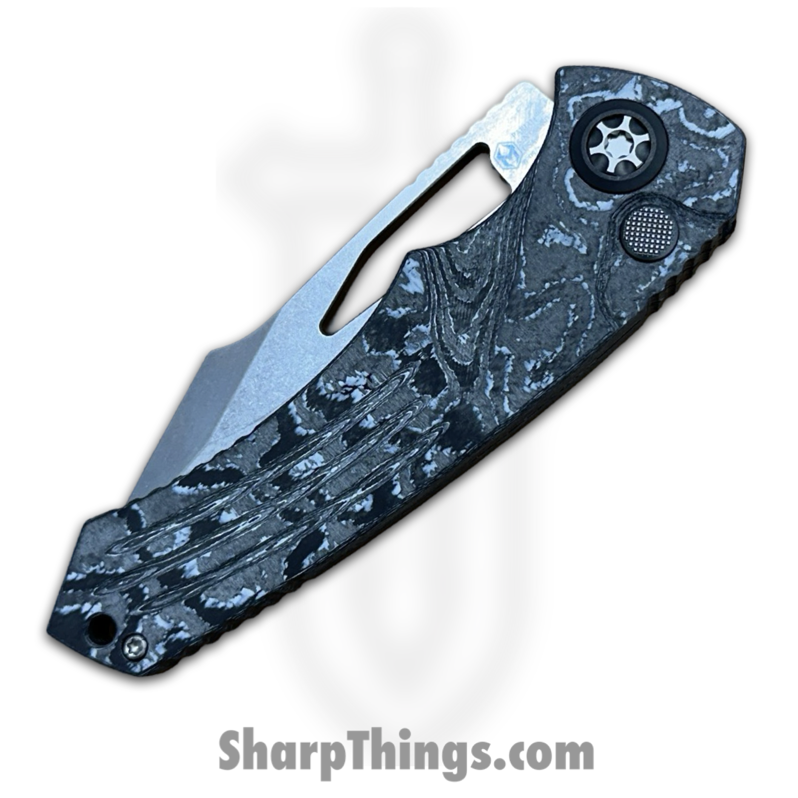 Heretic Knives - H046-2A-WT/CC - Pariah - Folding Knife - MagnaCut Stonewash Drop Point - Carbon Fiber - Black White - Image 3