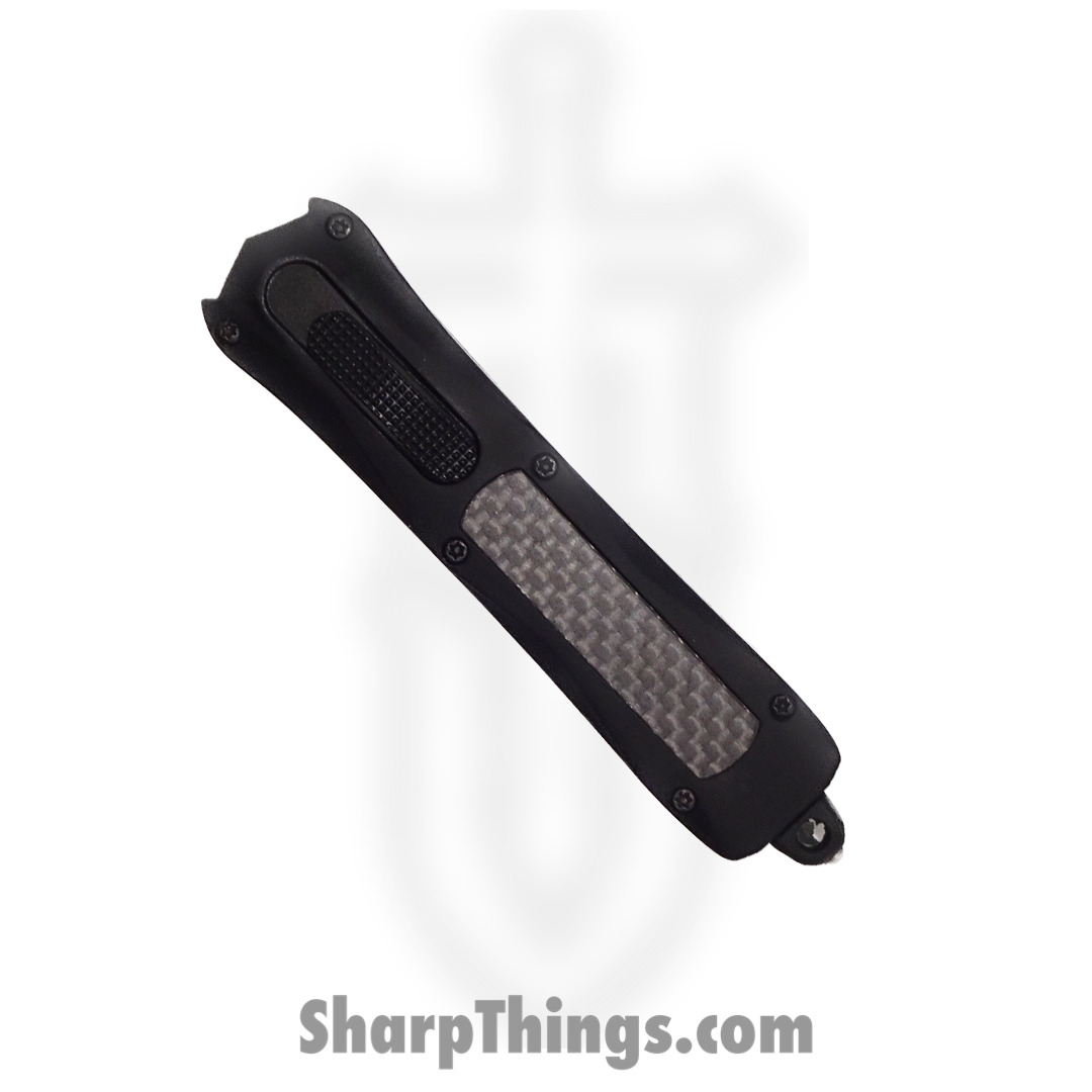 Steel River Knives - sba163tddbk - Mini Sidewinder OTF Auto - 440c Damascus Tanto - Aluminum - Black - Image 2