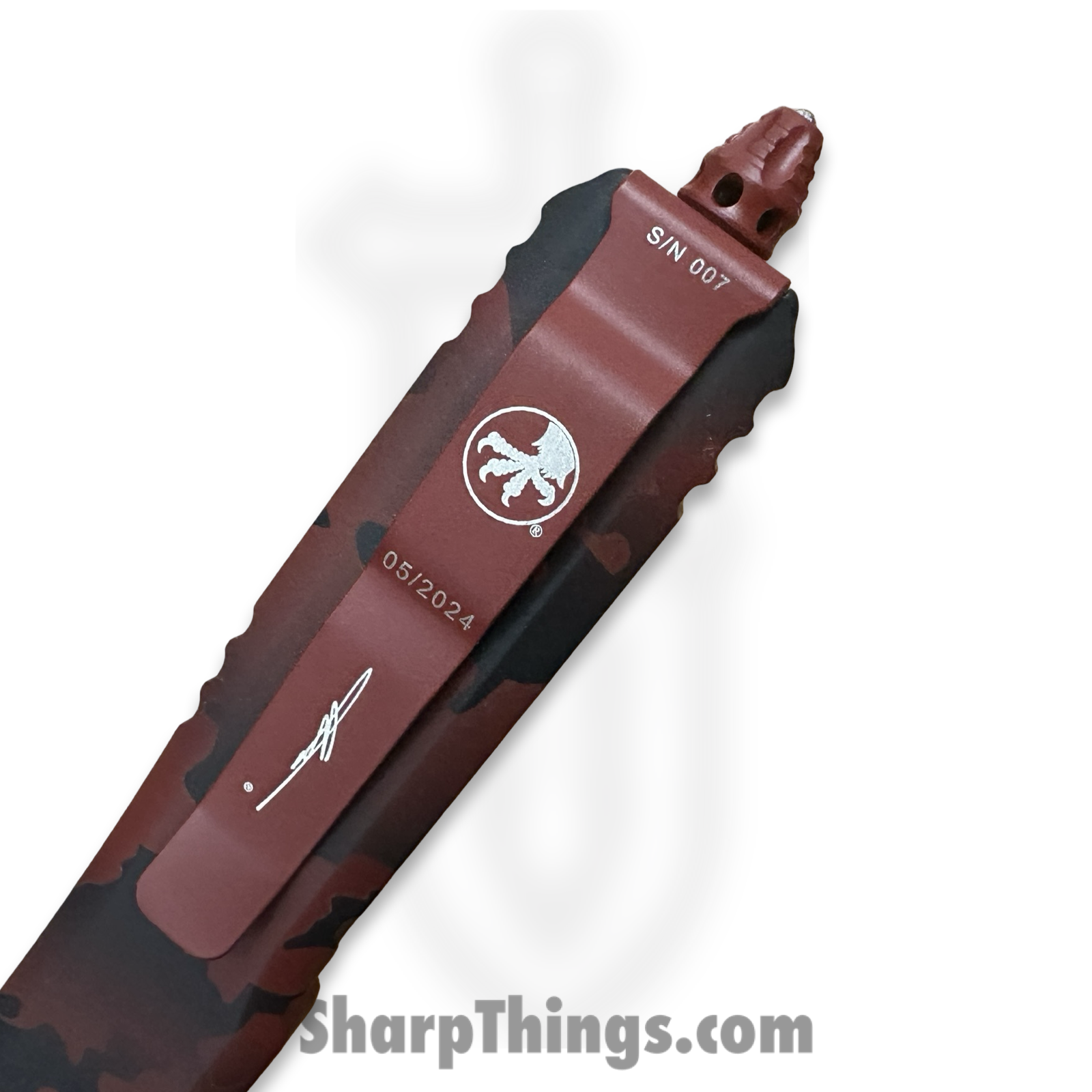 Microtech - 123-1RCS - Ultratech Sig Series - OTF Auto - M390MK Red Camo Tanto - 6061-T6 - Red Camo - Image 3