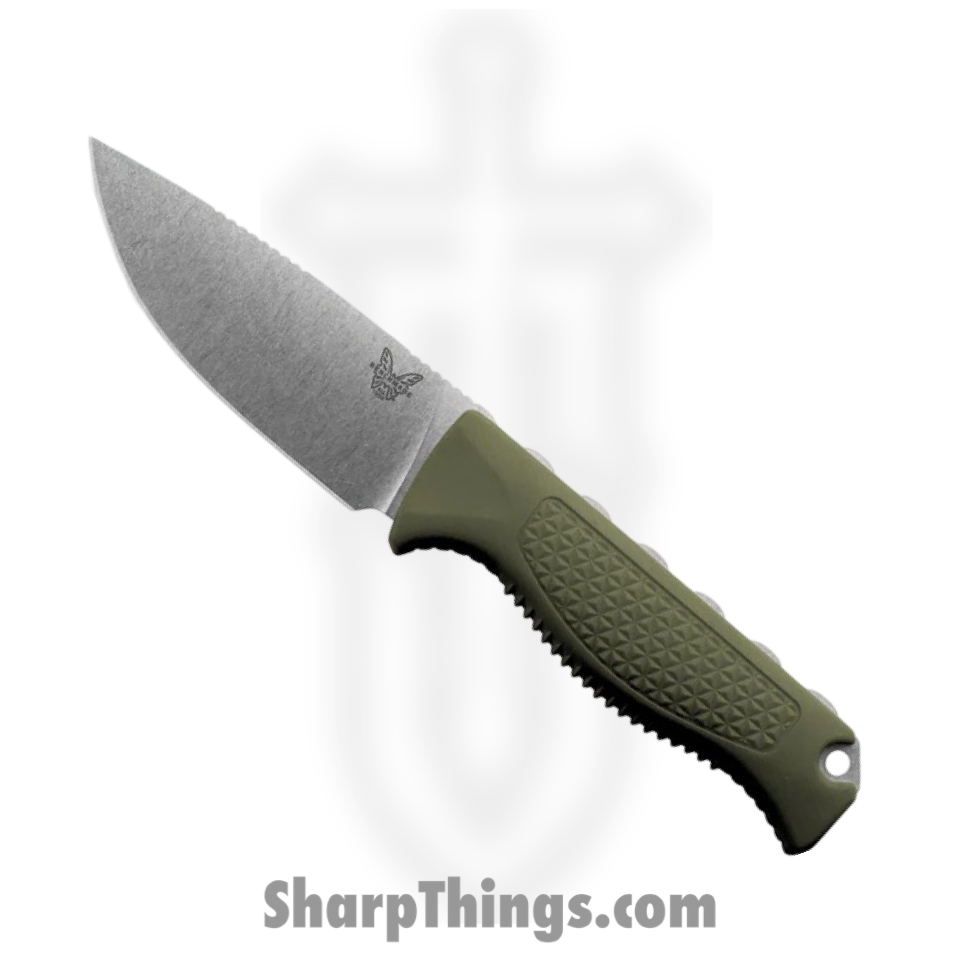 Benchmade - 15006-01 - Steep Country - Fixed Blade Knife - CPM S30V Stonewash Drop Point - Santoprene - OD Green