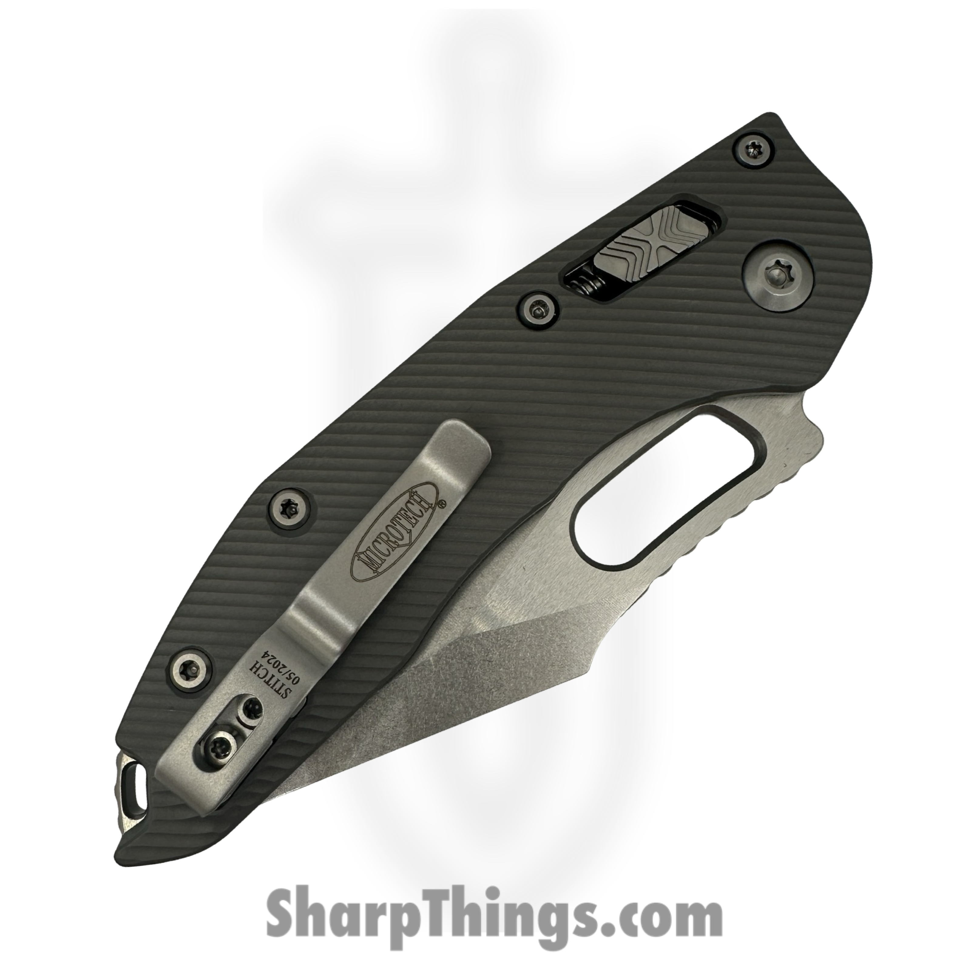 Microtech - 169RL-10FLNC - Stitch RAM-LOK - Folding Knife - M390MK Stonewash Spear Point - Aluminum - Natural Clear - Image 4
