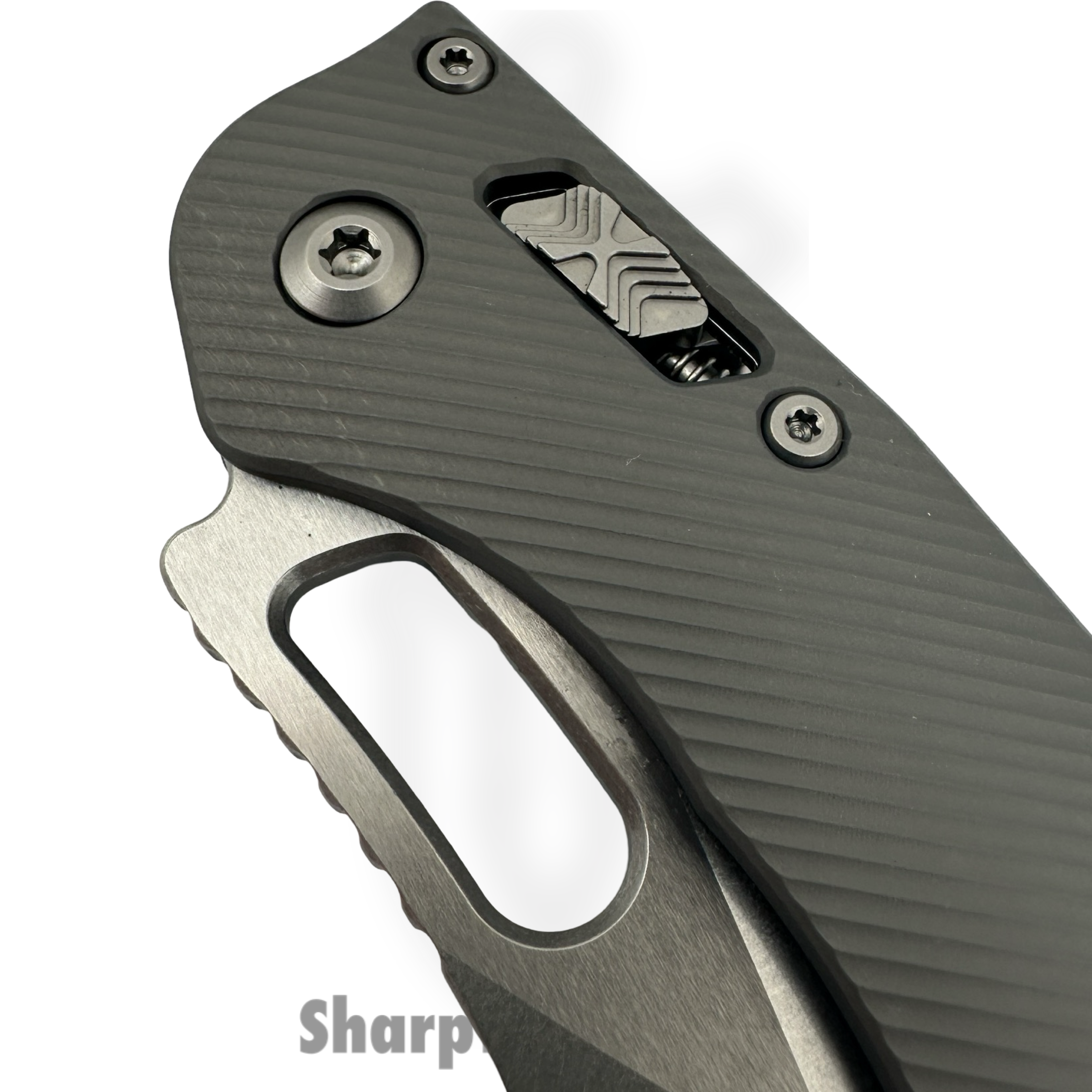 Microtech - 169RL-10FLNC - Stitch RAM-LOK - Folding Knife - M390MK Stonewash Spear Point - Aluminum - Natural Clear - Image 5