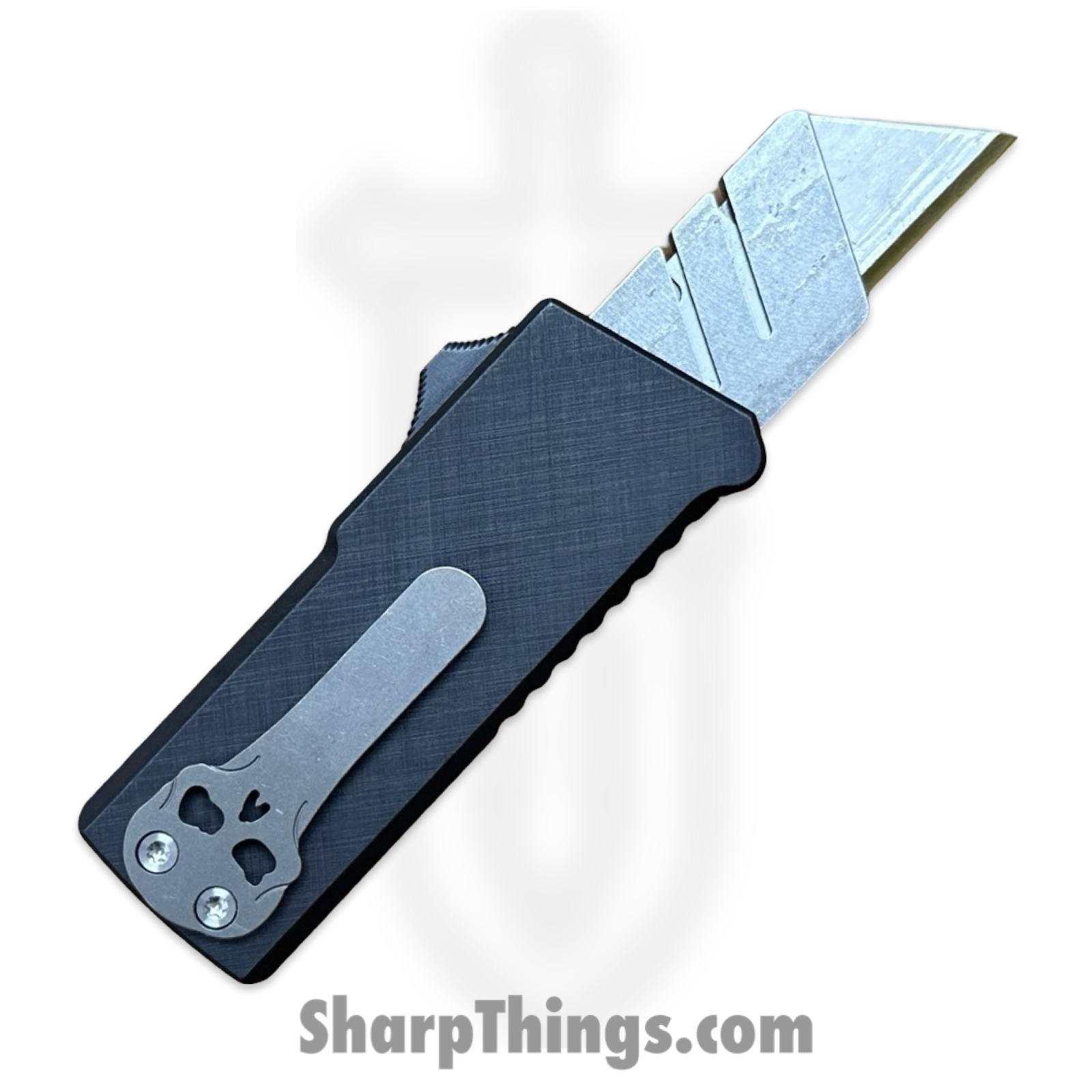 Chaves Knives - CHBOTFBKHT - C.H.U.B. OTF - OTF Auto - Hatch Mark Titanium Handle - OTF Utility Razor Blade - Black - Image 2