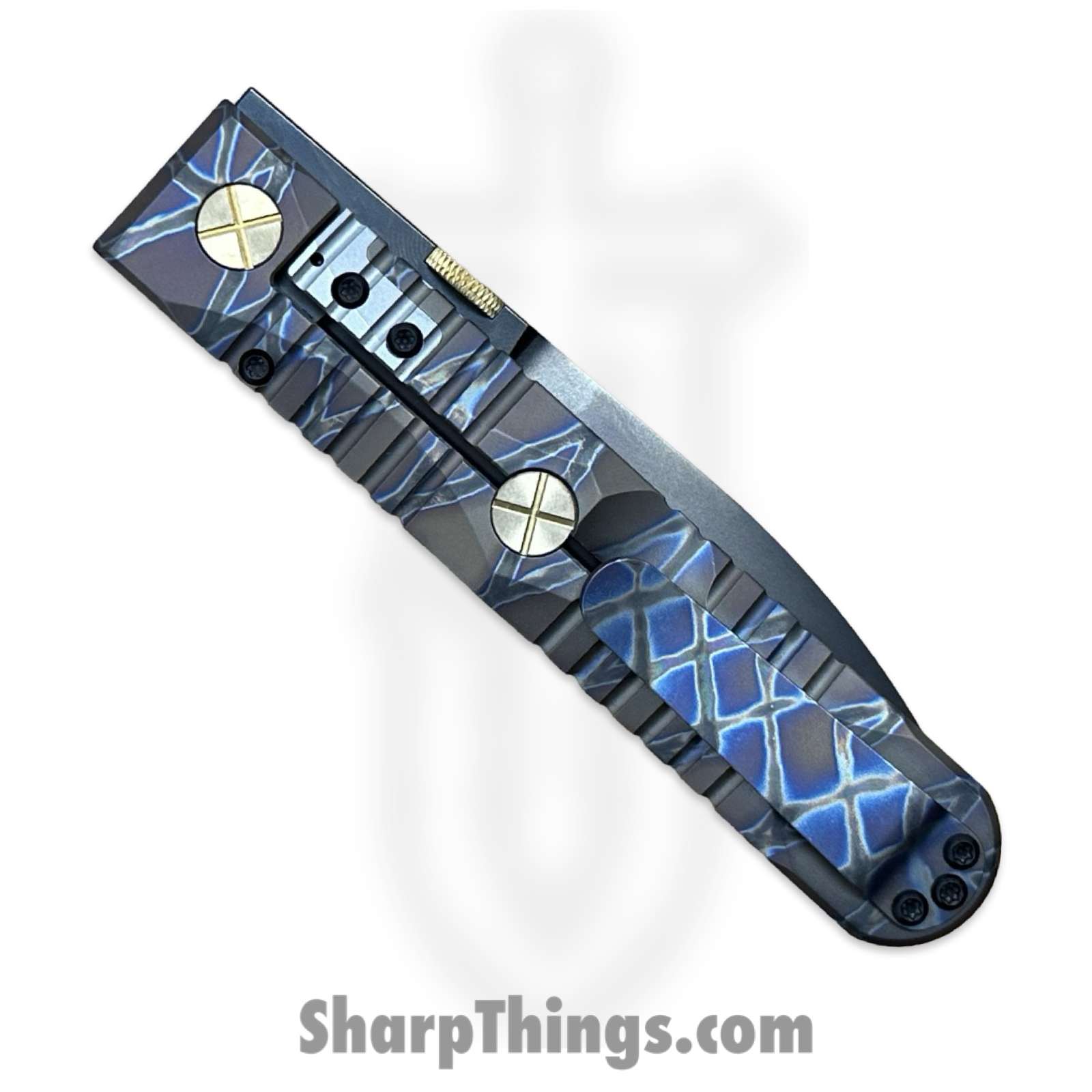 Elishewitz Studio - EK-IF-DG-TS - EK Integral Folder Les George Collab - Folding Knife - M390 Coated Dagger - Titanium - Black Tiger Stripe - Image 8