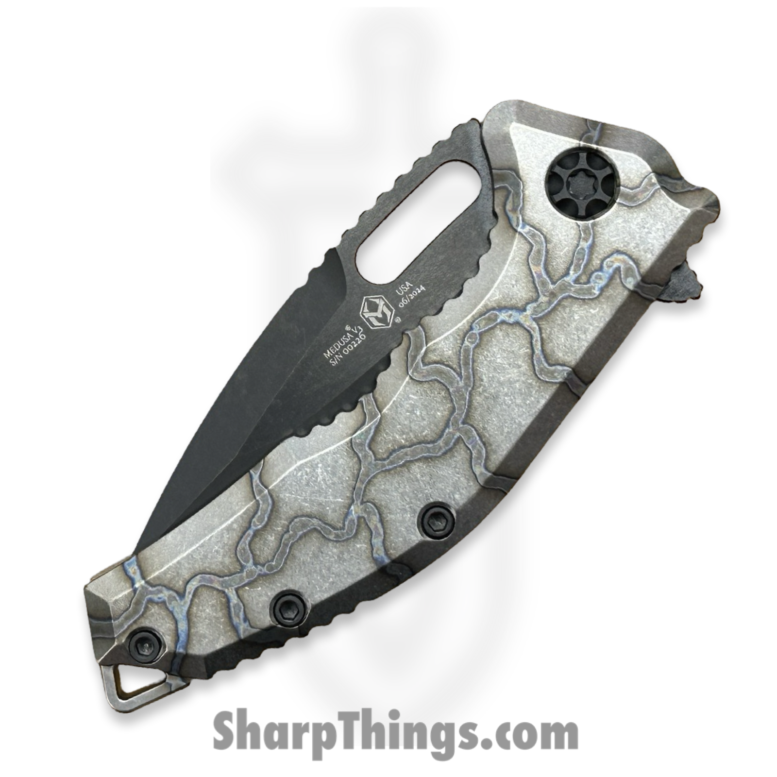 Heretic Knives - H009-6A-FTI - Medusa - Folding Knife - MagnaCut DLC Tanto - Titanium Frame - Flamed - Image 8
