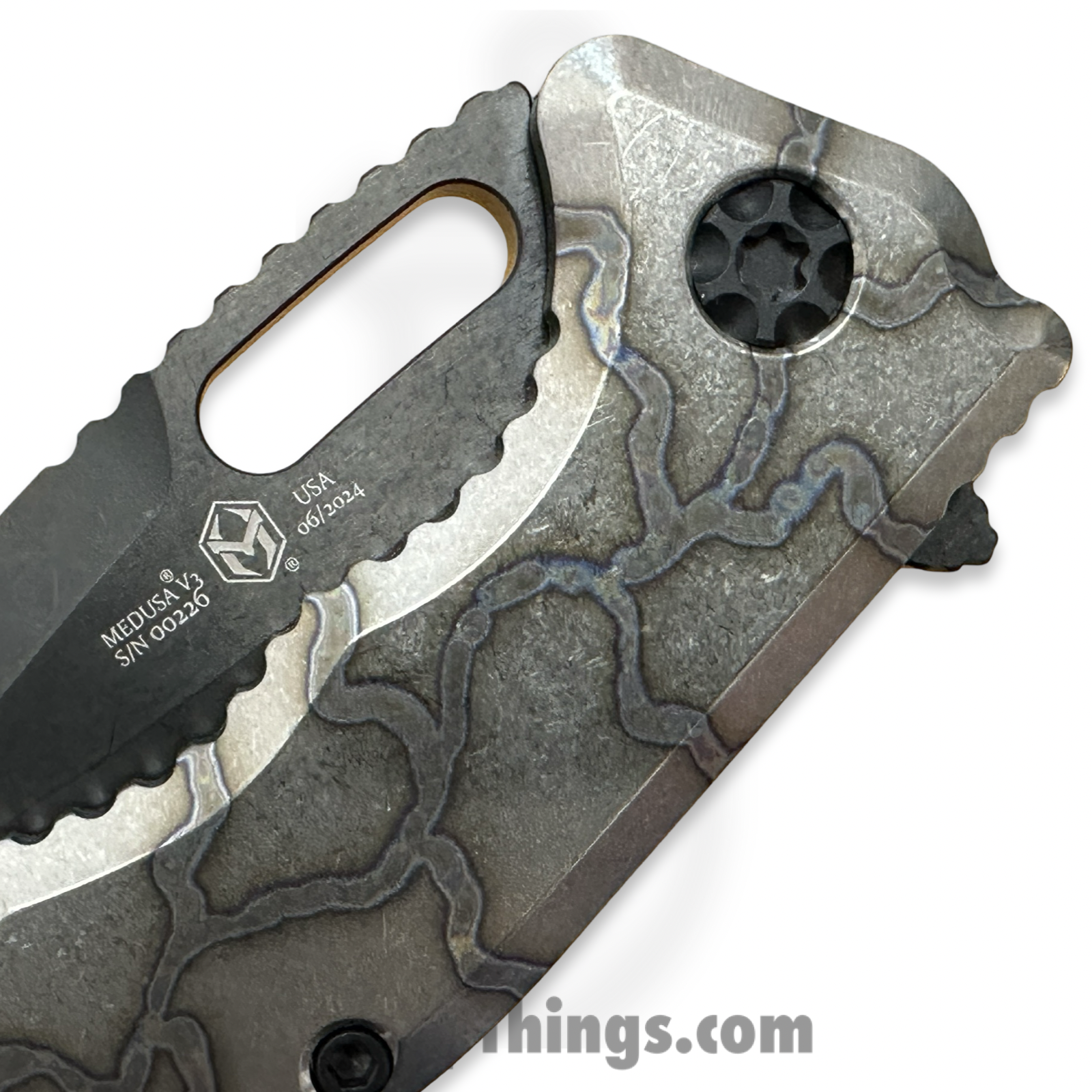 Heretic Knives - H009-6A-FTI - Medusa - Folding Knife - MagnaCut DLC Tanto - Titanium Frame - Flamed - Image 4
